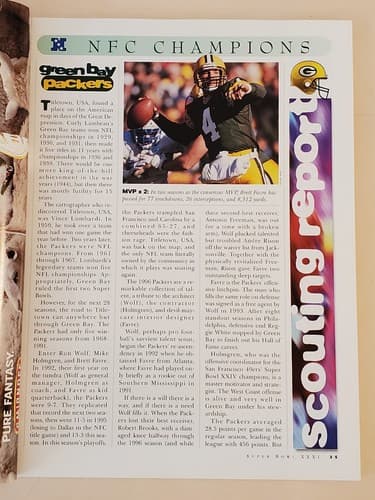 NFL Super Bowl XXXI (31-1997) Official Program. Green Bay Packers v New England - Thumbnail 6