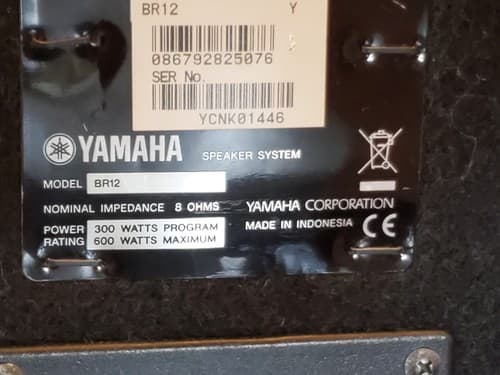 YAMAHA BR12 Professional PA Speaker. 300 watts program, 600 watts peak, 12" woof - Thumbnail 7