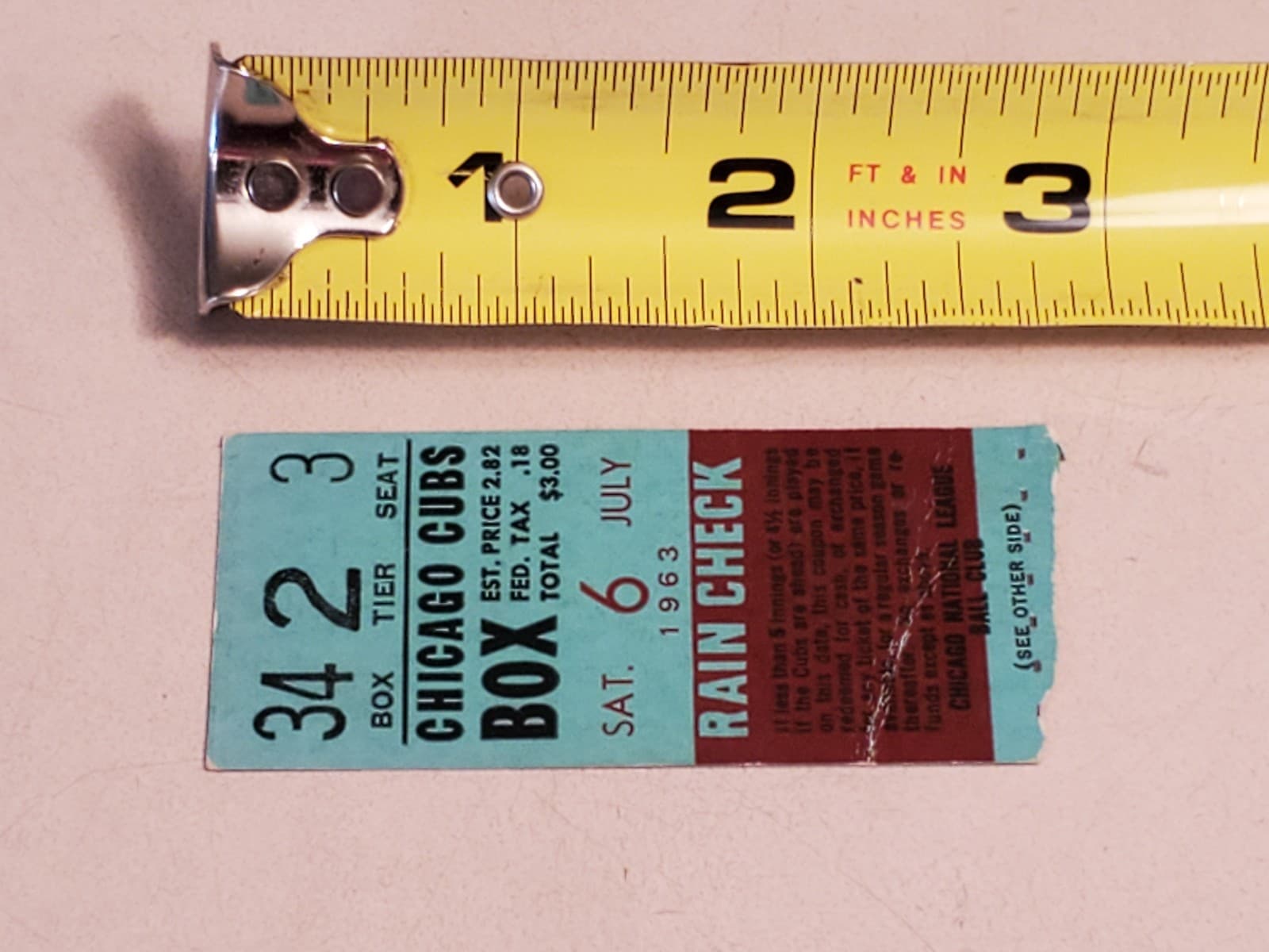 1963 MLB Chicago Cubs Ticket Stub JUL 6 1963 v Philadelphia Phillies (0-6L) - Thumbnail 9