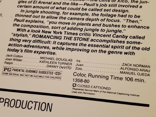 Laserdisc Movie - Romancing The Stone - Michael Douglas. Used, excellent cond - Thumbnail 10