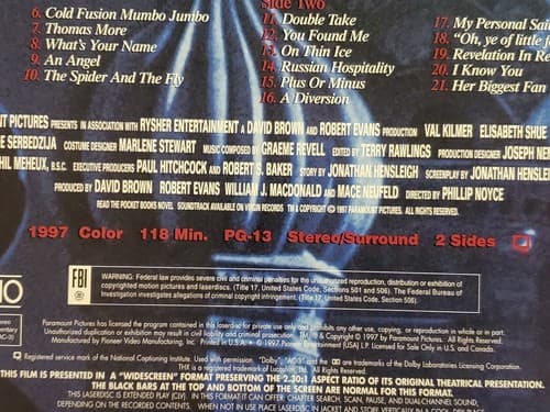 Laserdisc Movie - The Saint - Val Kilmer. Used, excellent condition. - Thumbnail 10