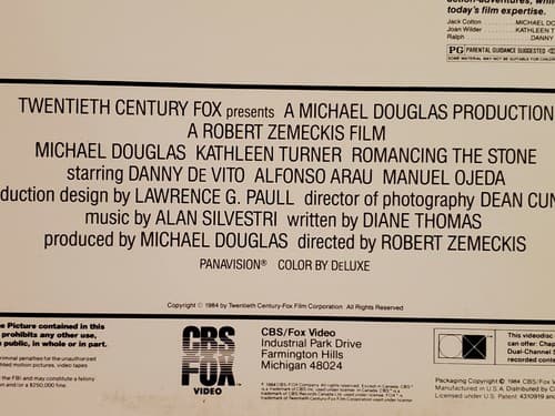 Laserdisc Movie - Romancing The Stone - Michael Douglas. Used, excellent cond - Thumbnail 11