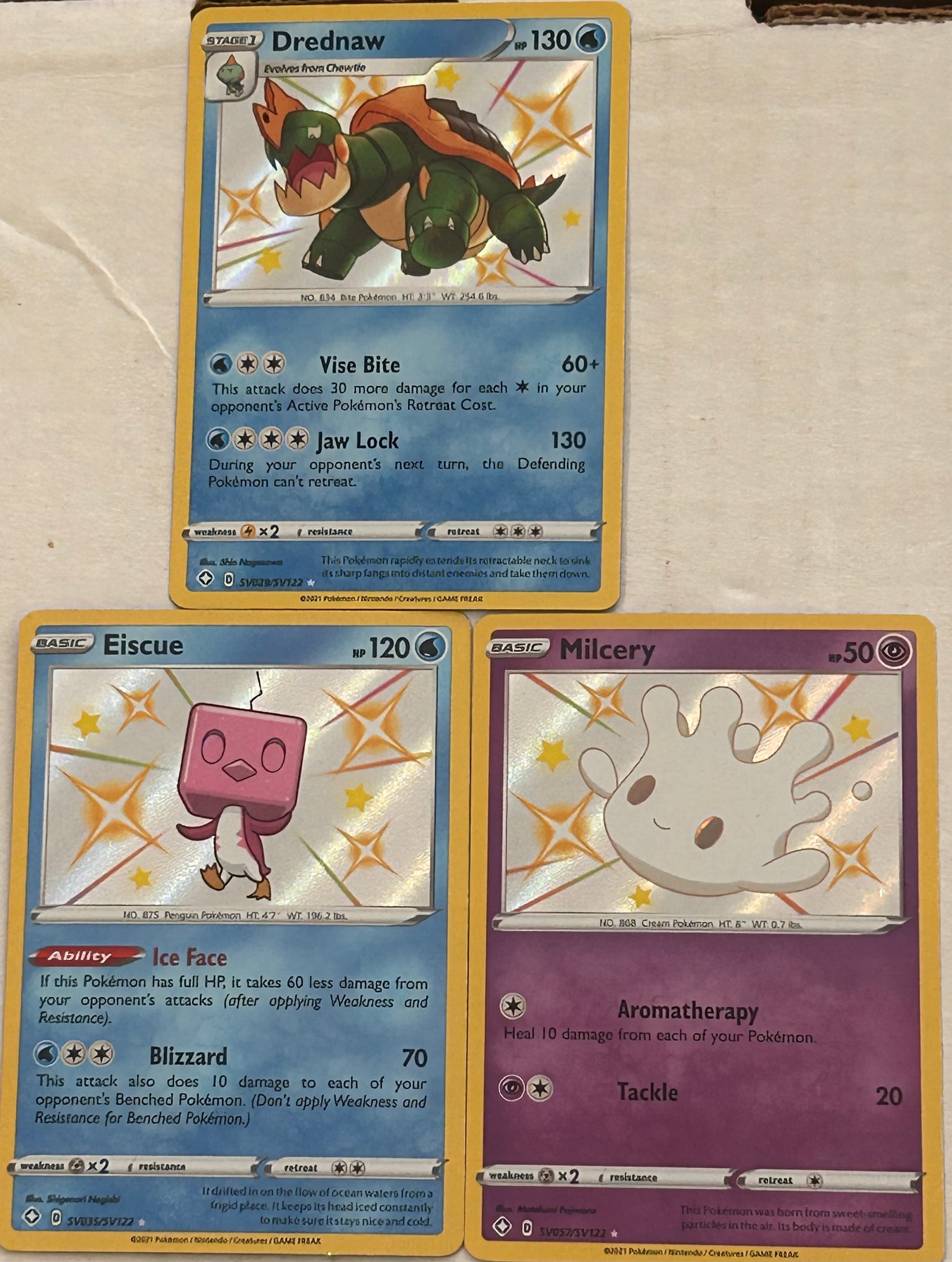 Drednaw, Eiscue, Milcery Pokémon Cards - 3 Collectible Cards - Image 1