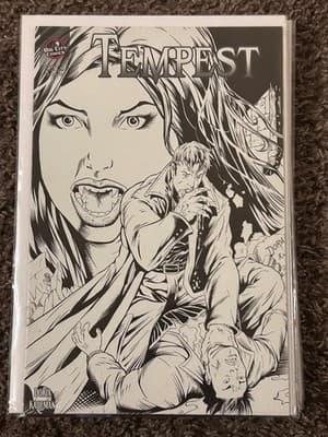 Tempest Comic Book Black White Sketch Cover Artist Doria Kaufman Bagged Variant - Image 1