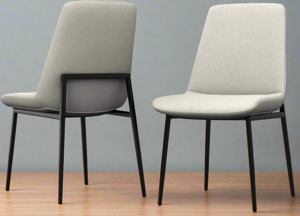 Savannah Dining Chair Set of 2 Natural Linen Look Fabric 55% OFF RETAIL FFW-905 - Thumbnail 2