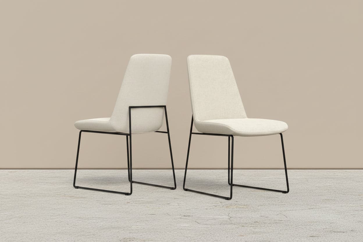 Pair (2) Corina Dining Chair Natural Linen Look Fabric - 62% OFF RETAIL FFW-1395 - Thumbnail 6