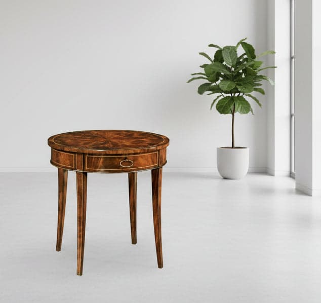 Jonathan Charles Clean Inlay Classic Round Wood Mahogany End Table FFE-1387 - Image 1