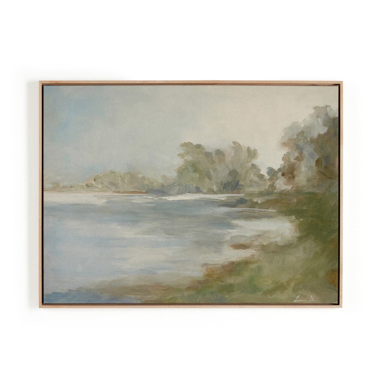 Four Hands Lake by Lauren Fuhr - Natural Maple Floater Art FFE-1389 - Image 1