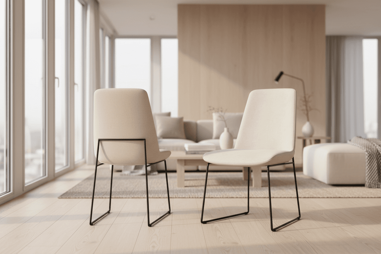 Pair (2) Corina Dining Chair Natural Linen Look Fabric - 62% OFF RETAIL FFW-1395 - Image 1