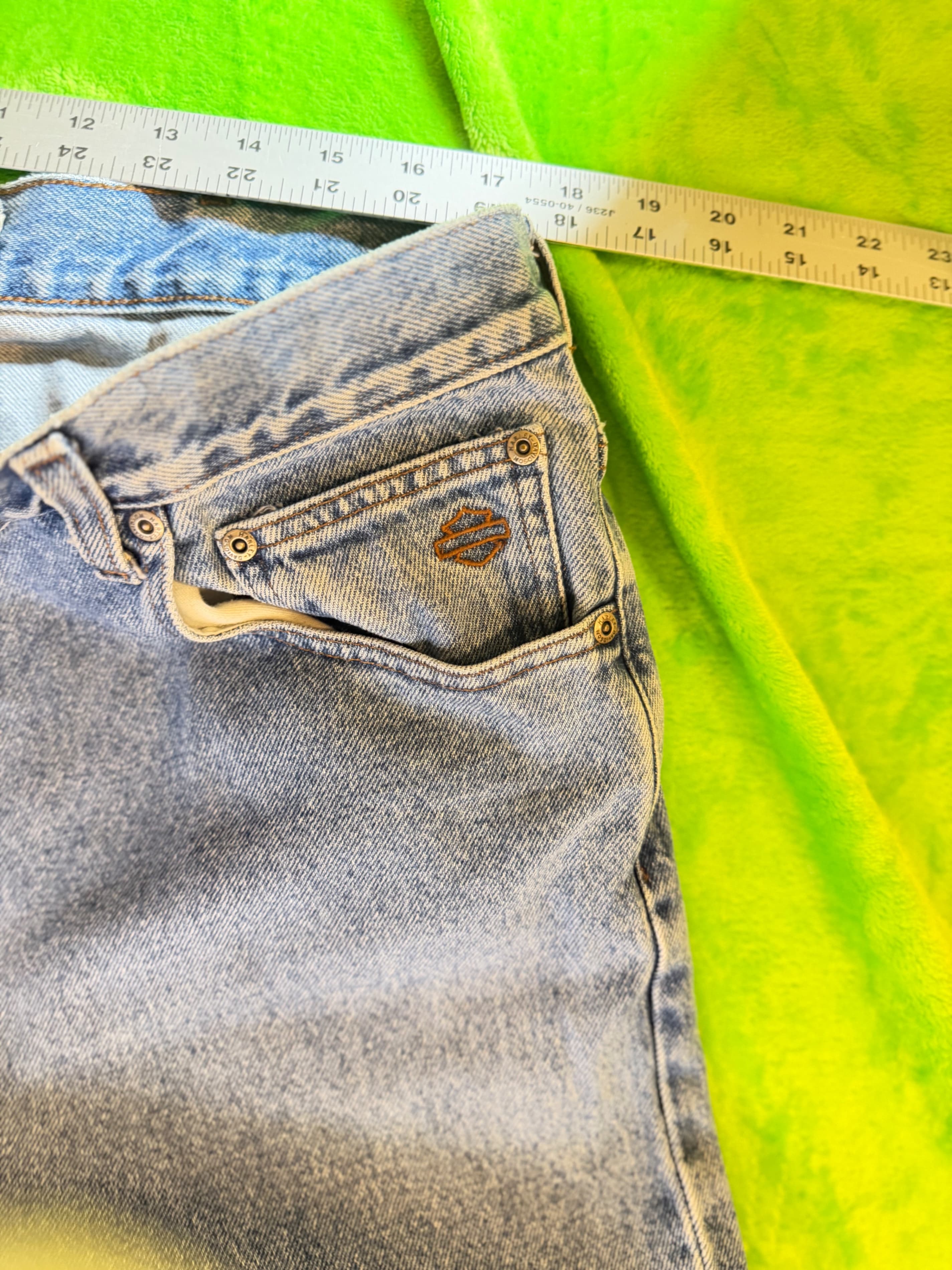 Harley Davidson Mens Jeans 36x34 Light Wash Straight Leg Denim Biker Motorcycle - Thumbnail 7