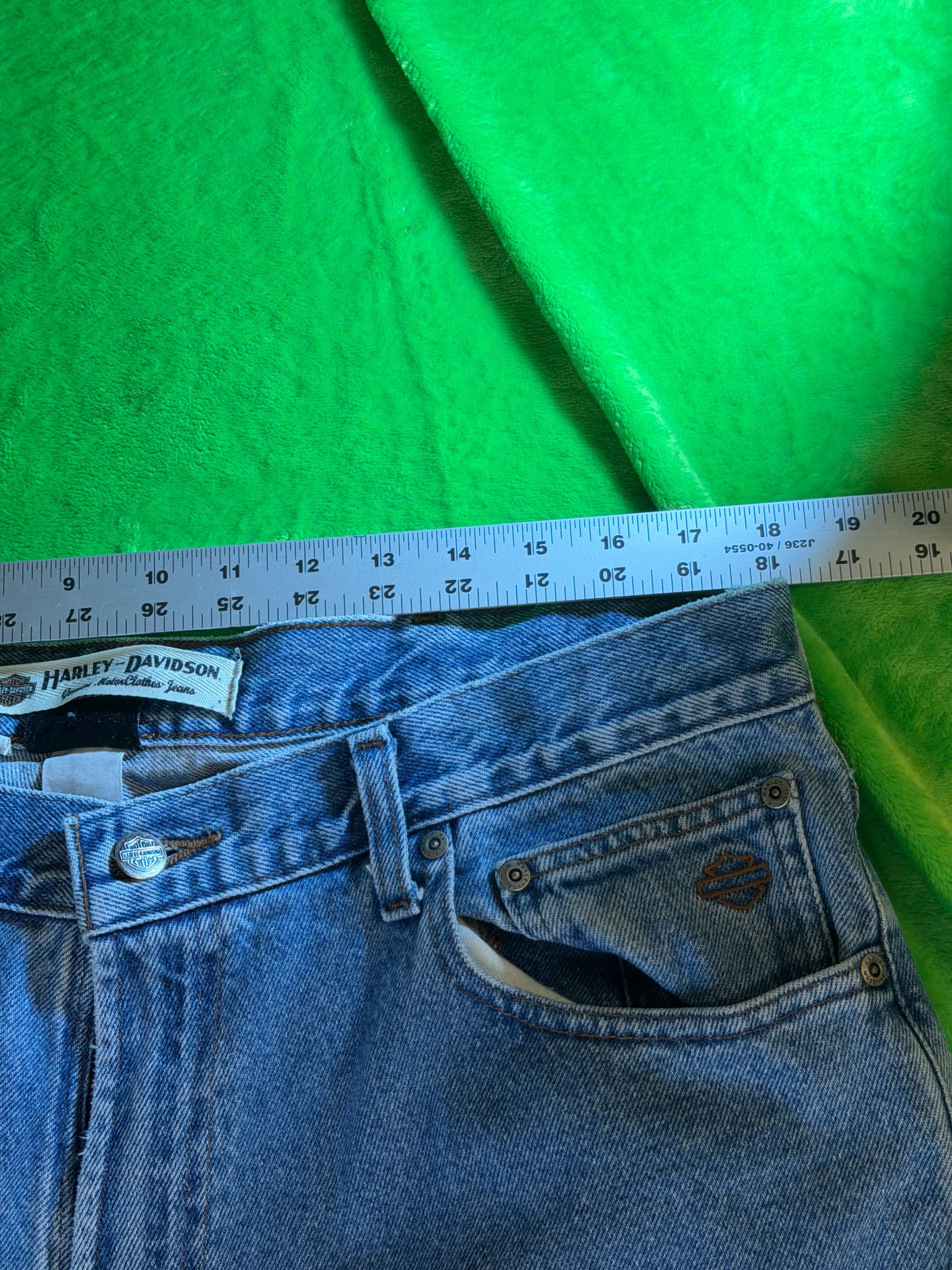 Harley Davidson Mens Jeans 36x34 Light Wash Straight Leg Denim Biker Motorcycle - Thumbnail 12