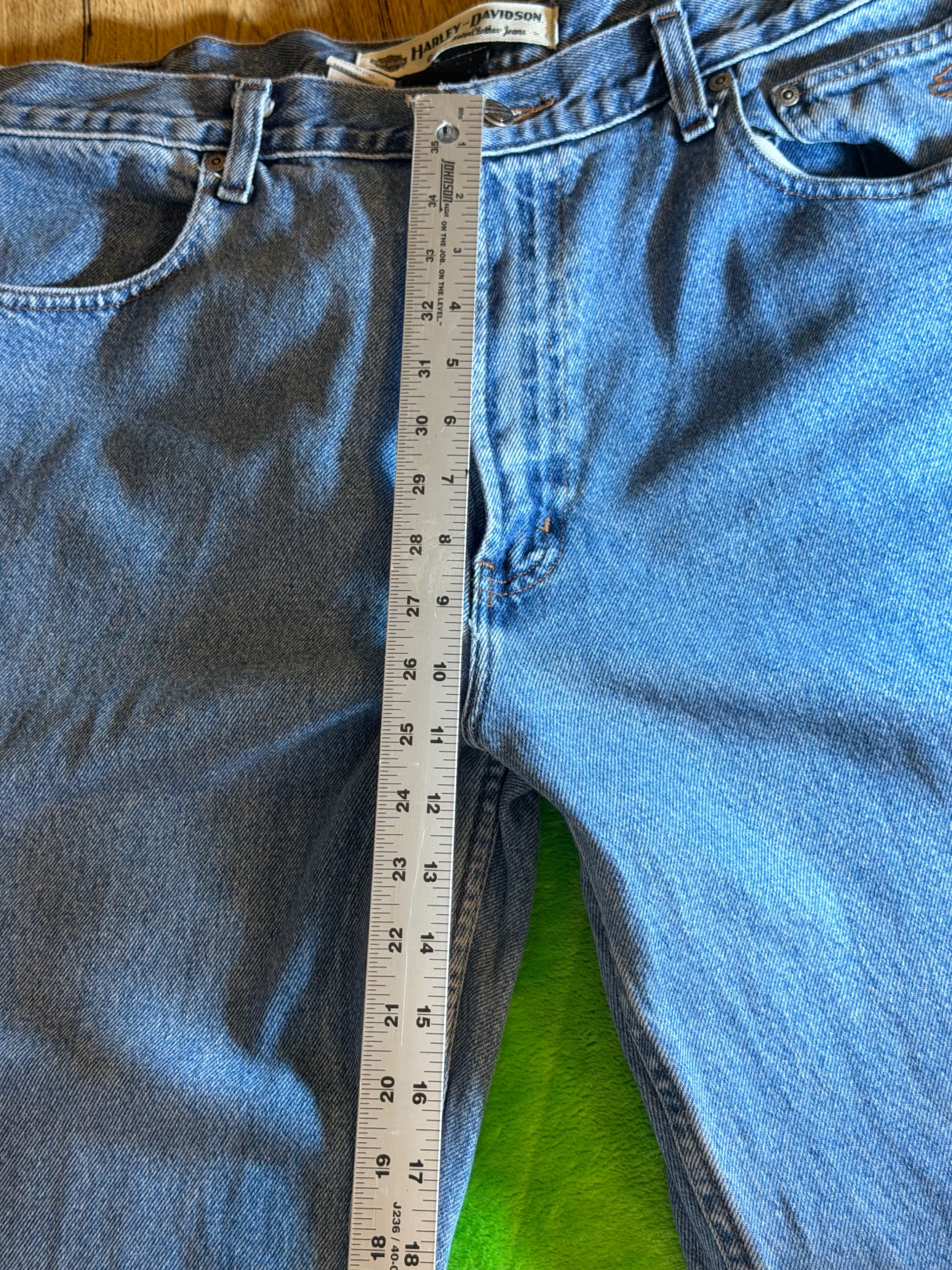 Harley Davidson Mens Jeans 36x34 Light Wash Straight Leg Denim Biker Motorcycle - Thumbnail 11