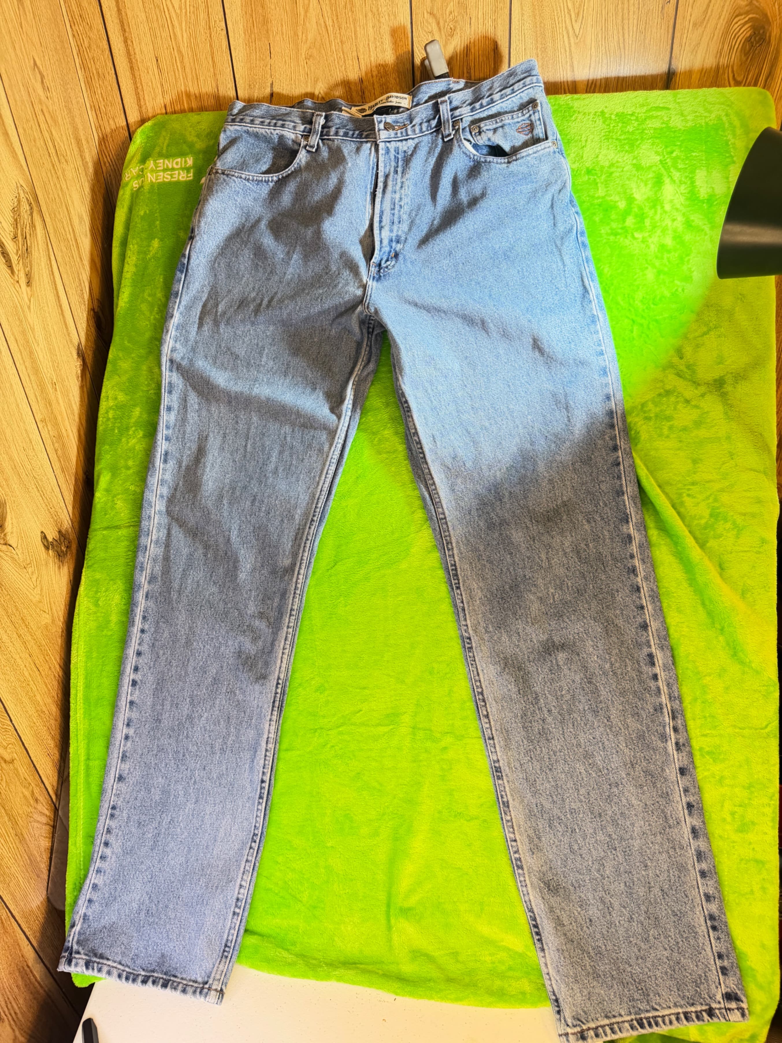 Harley Davidson Mens Jeans 36x34 Light Wash Straight Leg Denim Biker Motorcycle - Image 1