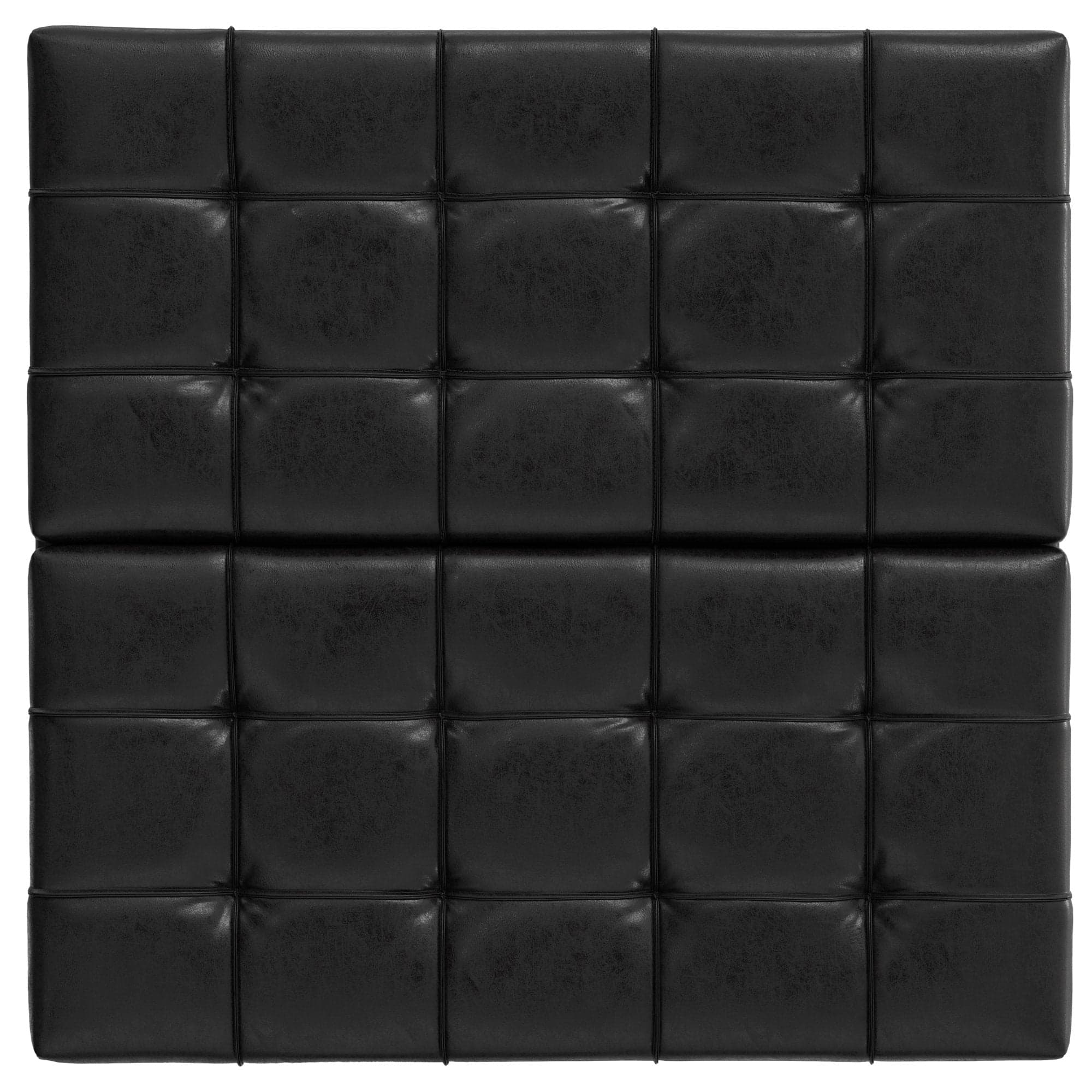 Harrison 40" Square Storage Ottoman Black Vegan Faux Leather FFW-931 - Thumbnail 3