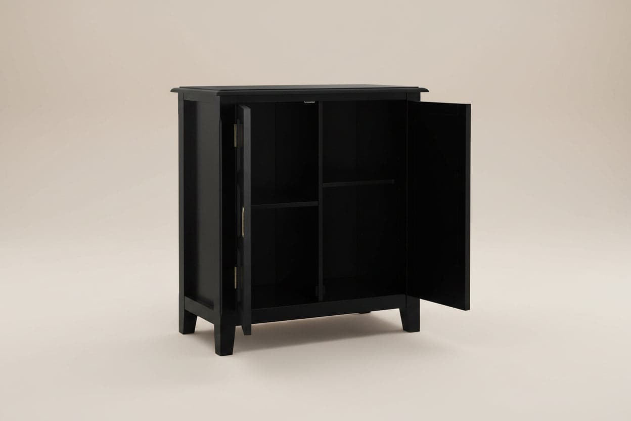 Burlington SOLID WOOD 30 inch Wide Traditional Low Storage Cabinet in Black FFW-857 - Thumbnail 2