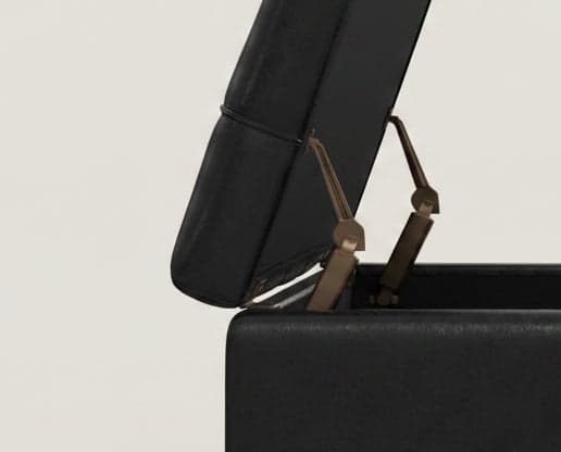 Harrison 40" Square Storage Ottoman Black Vegan Faux Leather FFW-931 - Thumbnail 6