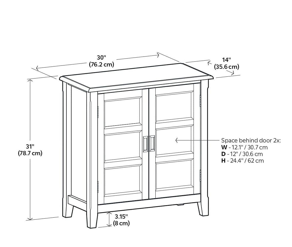 Burlington SOLID WOOD 30 inch Wide Traditional Low Storage Cabinet in Black FFW-857 - Thumbnail 6