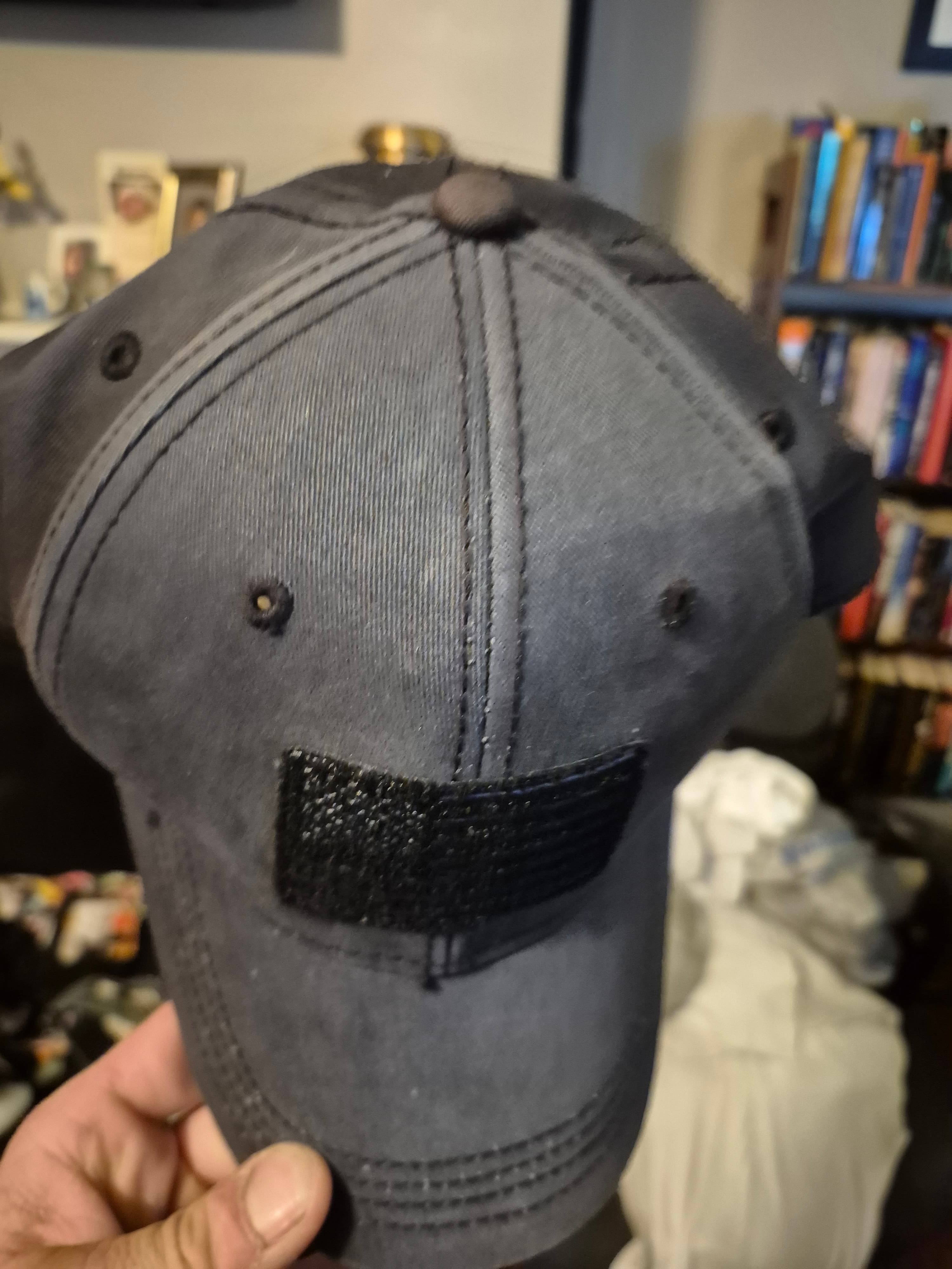 Black Tactical Cap with American Flag Patch - Thumbnail 2