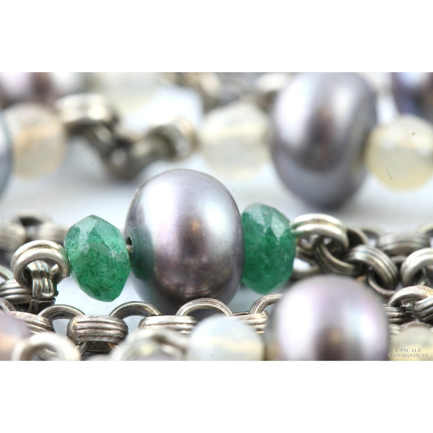 Stephen Dweck Multi-Strand Sterling Silver Necklace with Gray Pearls & Mixed Gemstones - 16 in - Thumbnail 10