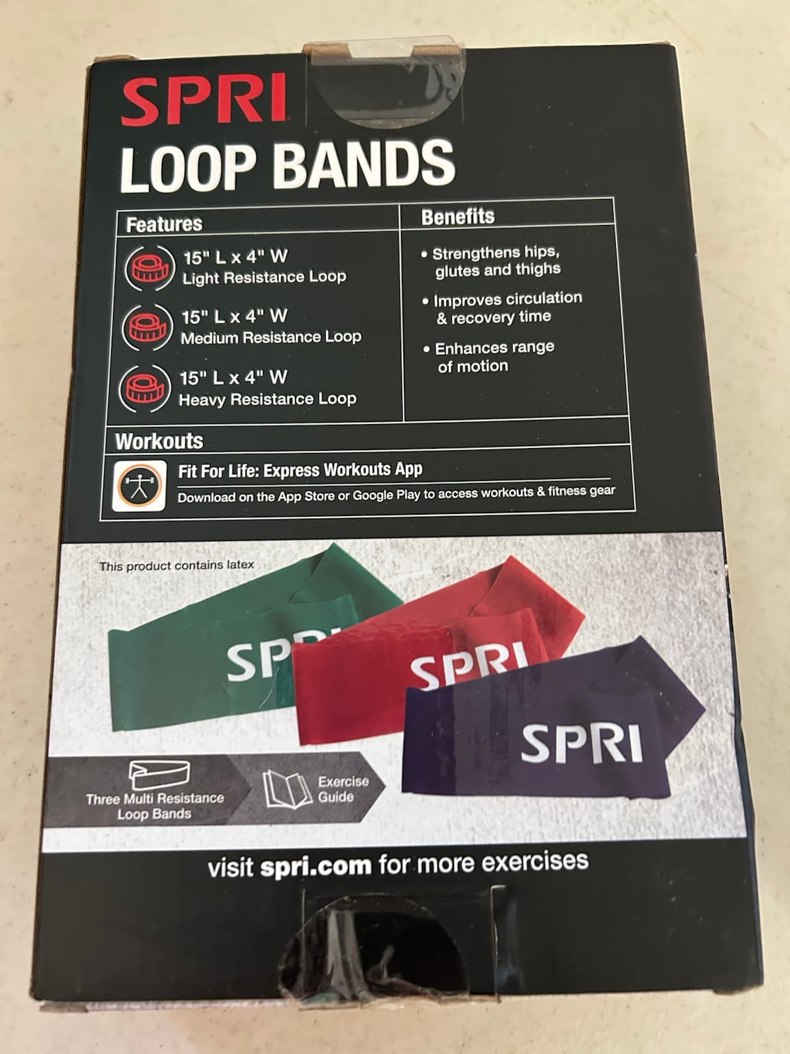 New Sealed SPRI Loop Bands 3 Pack Resistance Bands Exercise Set - Thumbnail 2