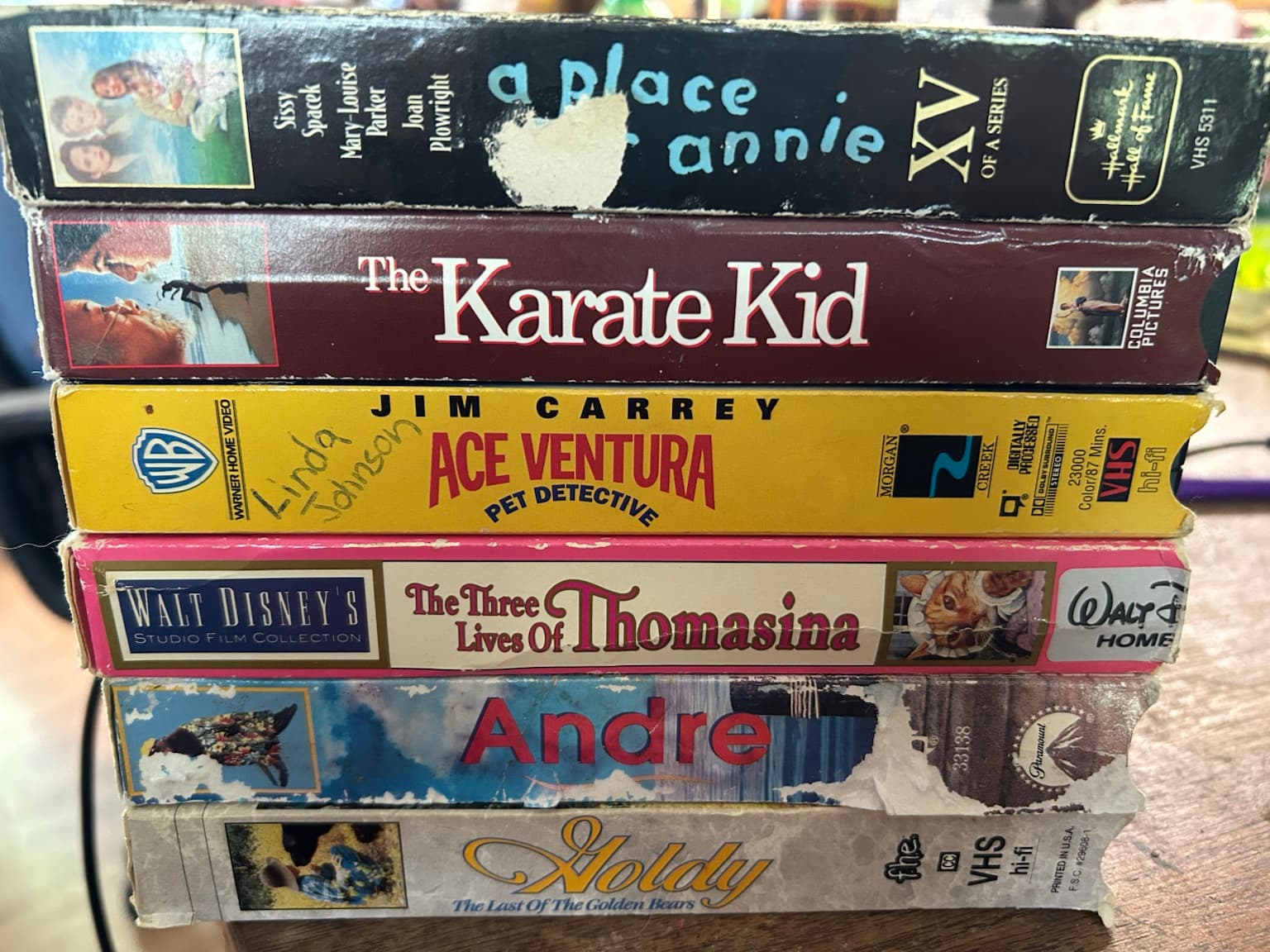 VHS Movie Lot 6 Tapes Family Comedy Classics Karate Kid Ace Ventura Andre - Image 1