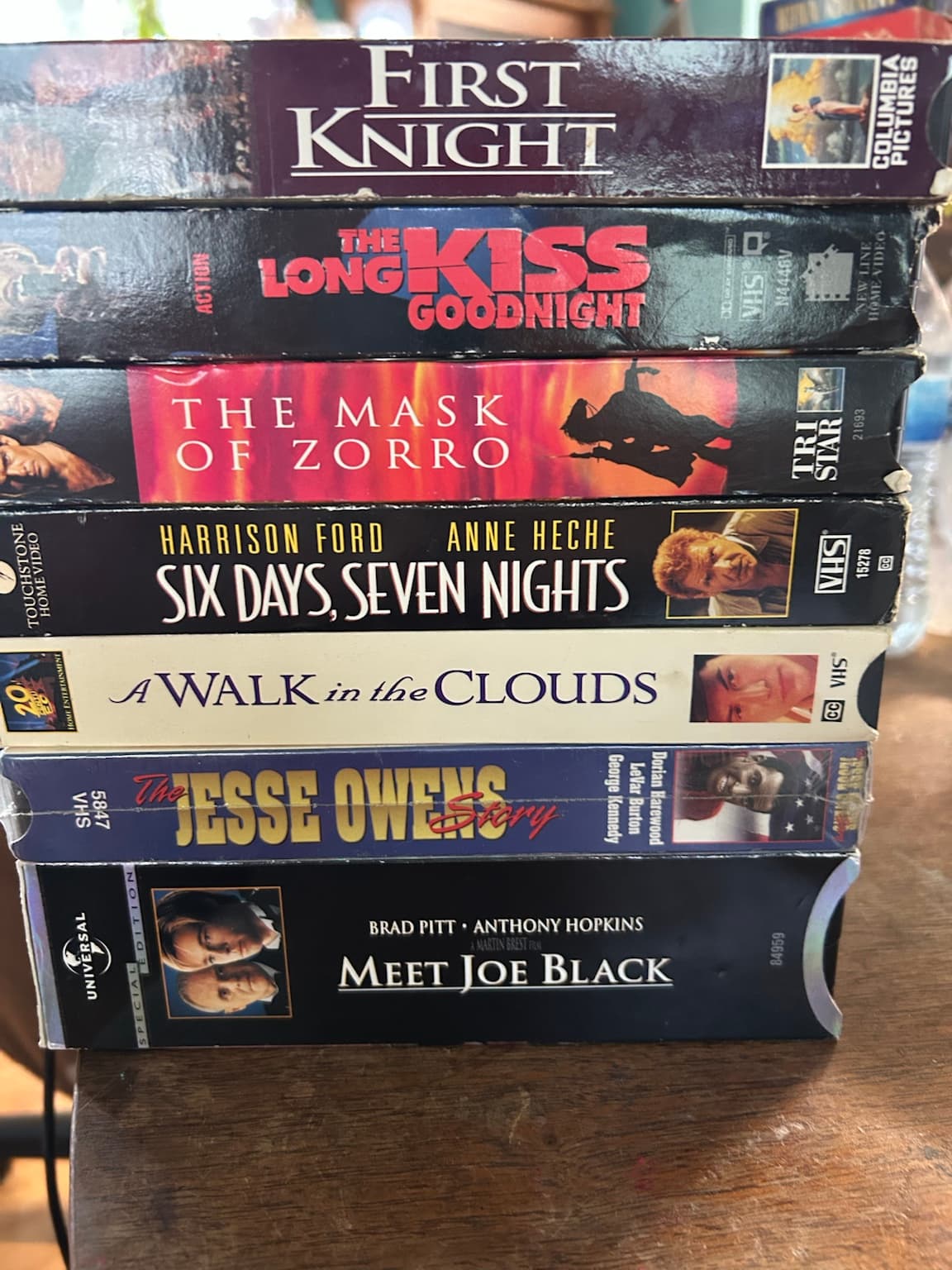 VHS Movie Lot 7 Tapes First Knight Zorro Meet Joe Black Long Kiss Goodnight - Image 1