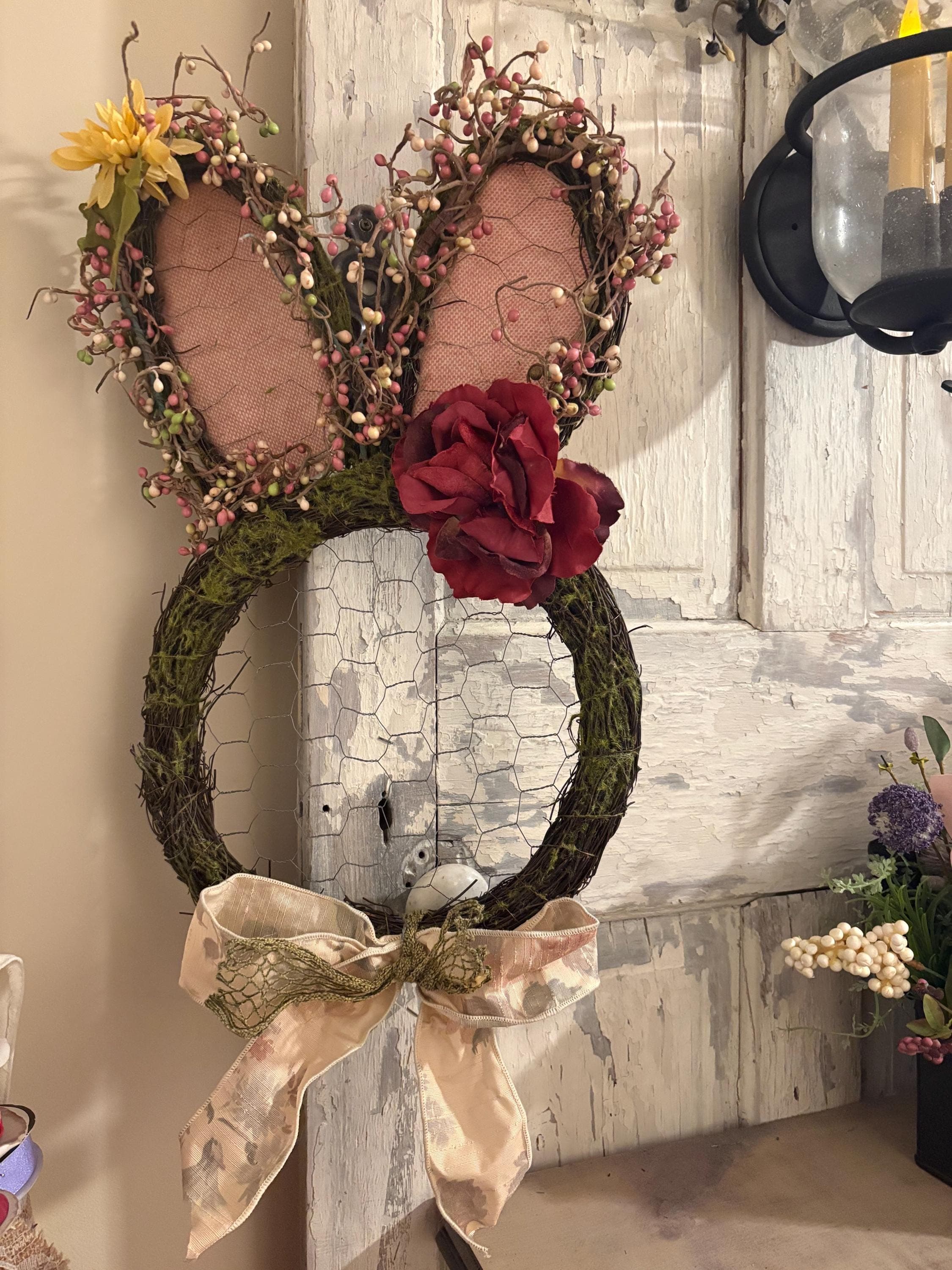 Easter bunny head wreath
