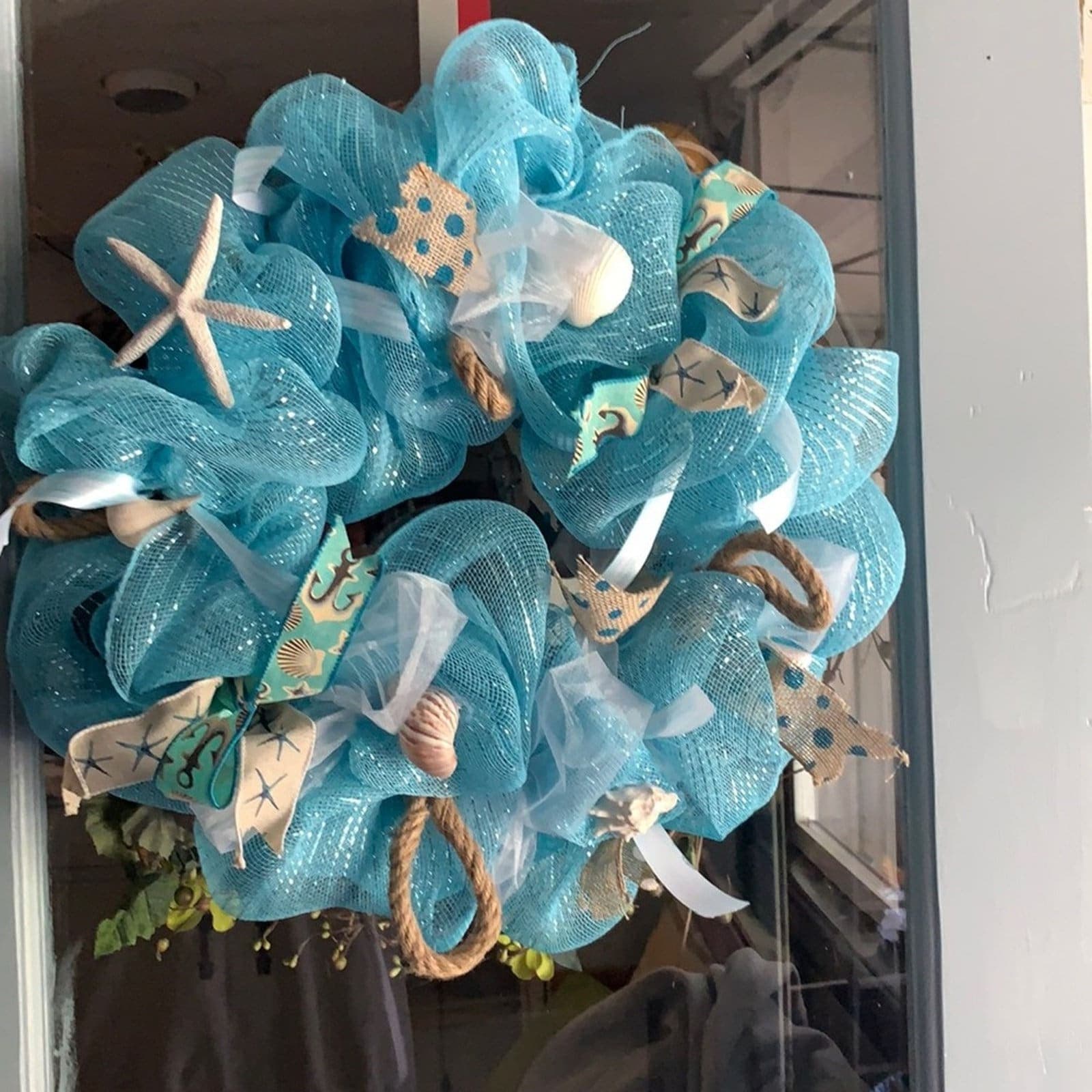 Deco mesh beach themed wreath