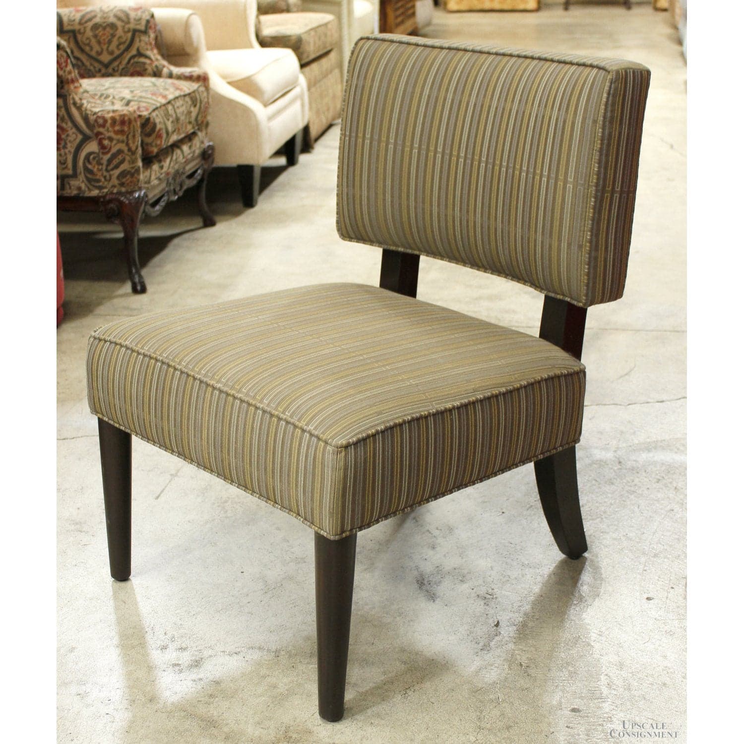 Lazar Indus. Striped Slipper Chair - Taupe - Thumbnail 3