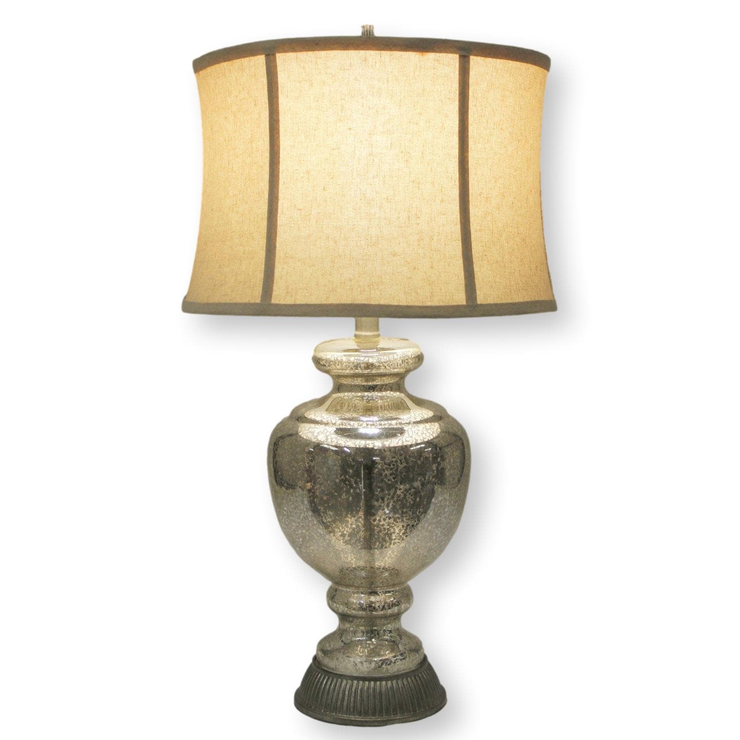 Mottled Mercury Glass Lamp w/Linen Shade - Thumbnail 2