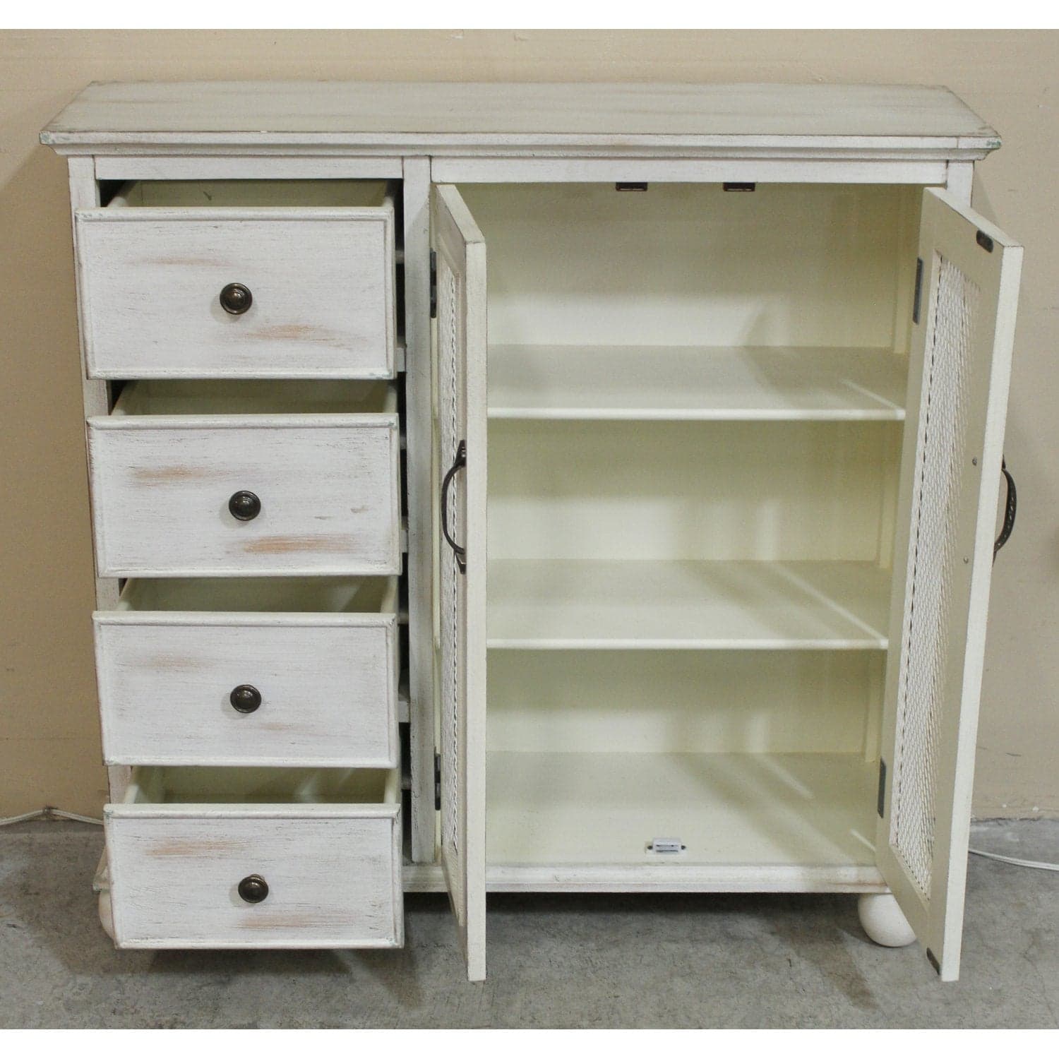 Hand-Rubbed Whitewash Narrow Cabinet w/Drawers - Whitewash - Thumbnail 2