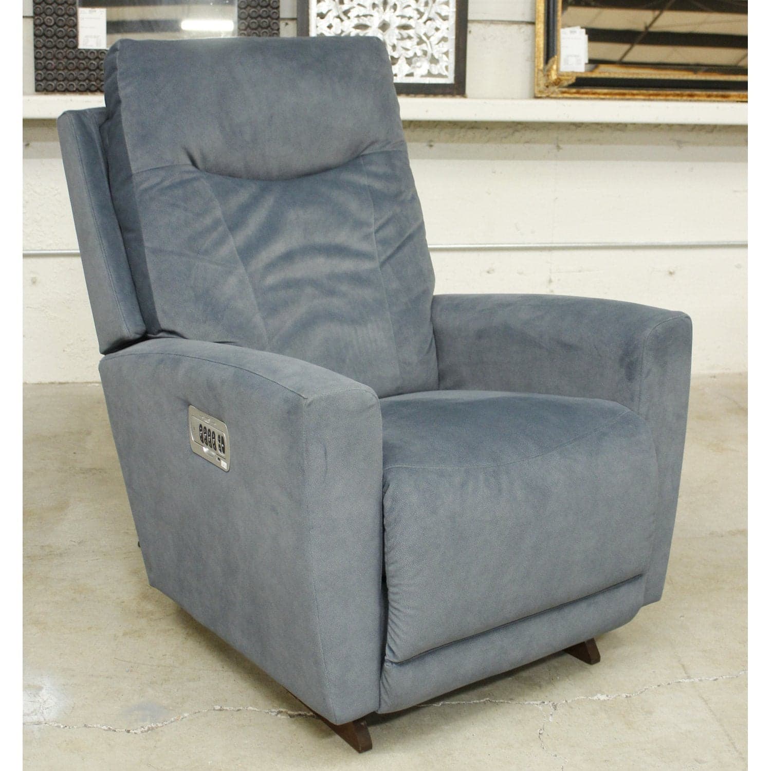La-Z-Boy Light Blue Rocking Power Recliner w/Adj. Headrest - Light Blue - Thumbnail 3
