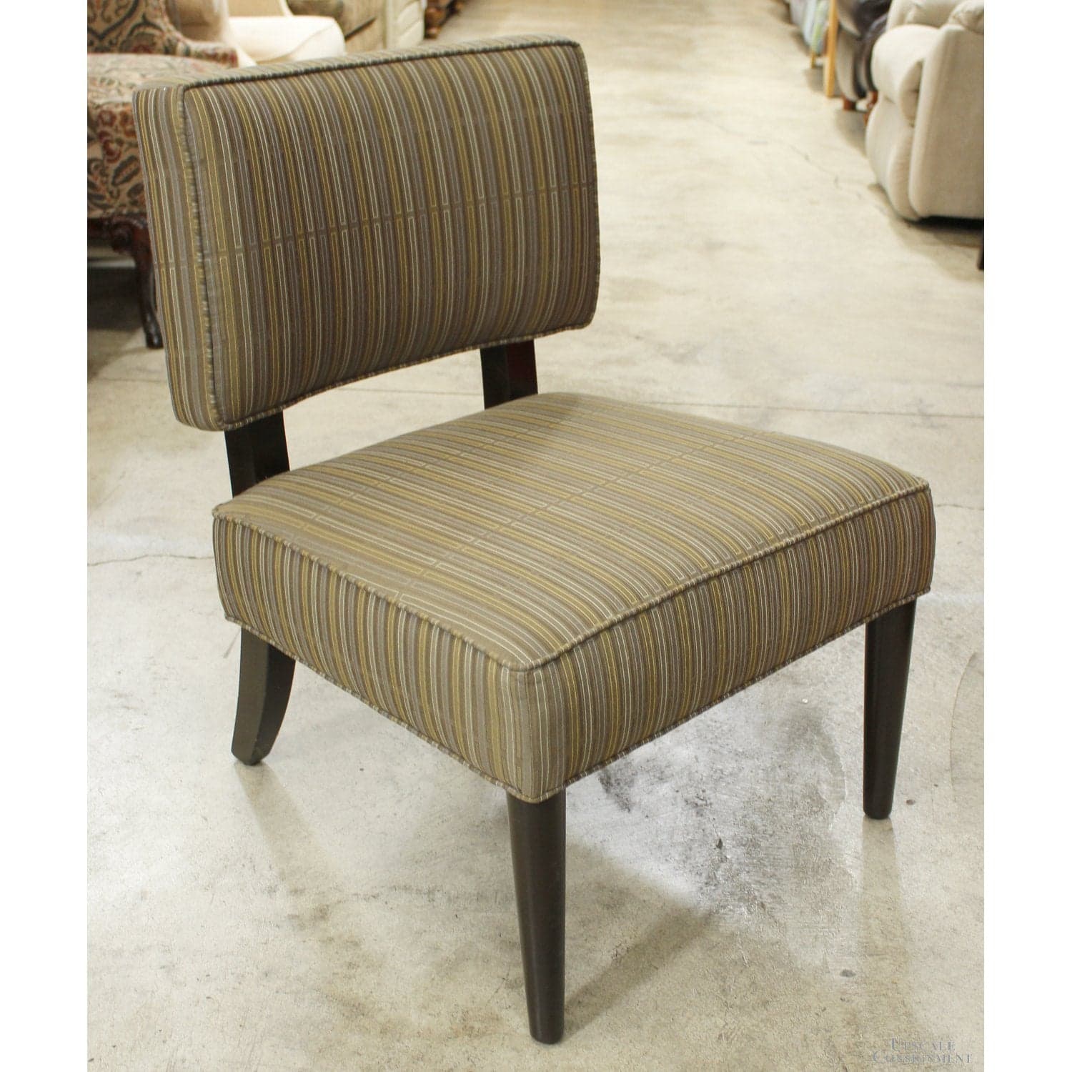 Lazar Indus. Striped Slipper Chair - Taupe - Thumbnail 2