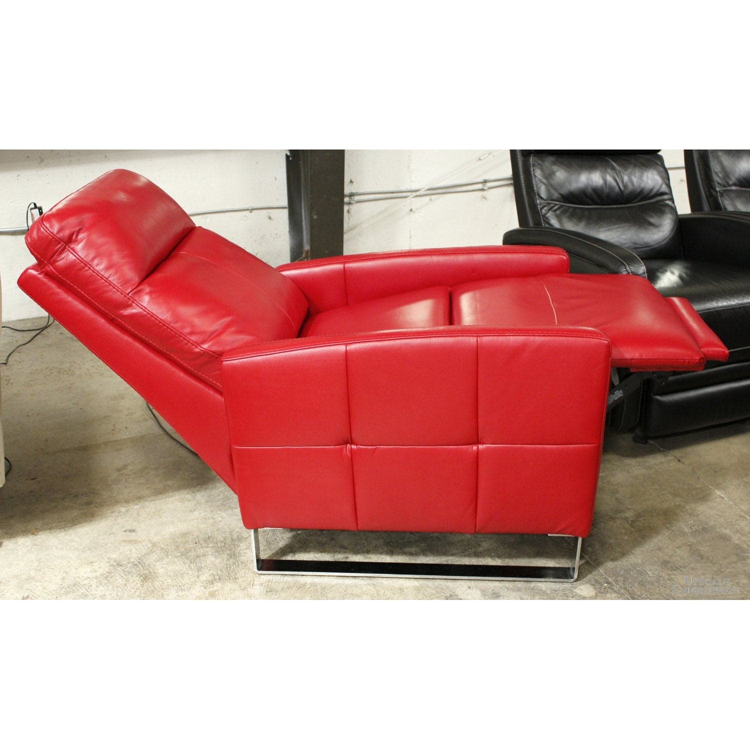 Jason Furniture Red Leather Power Recliner - Red - Thumbnail 2