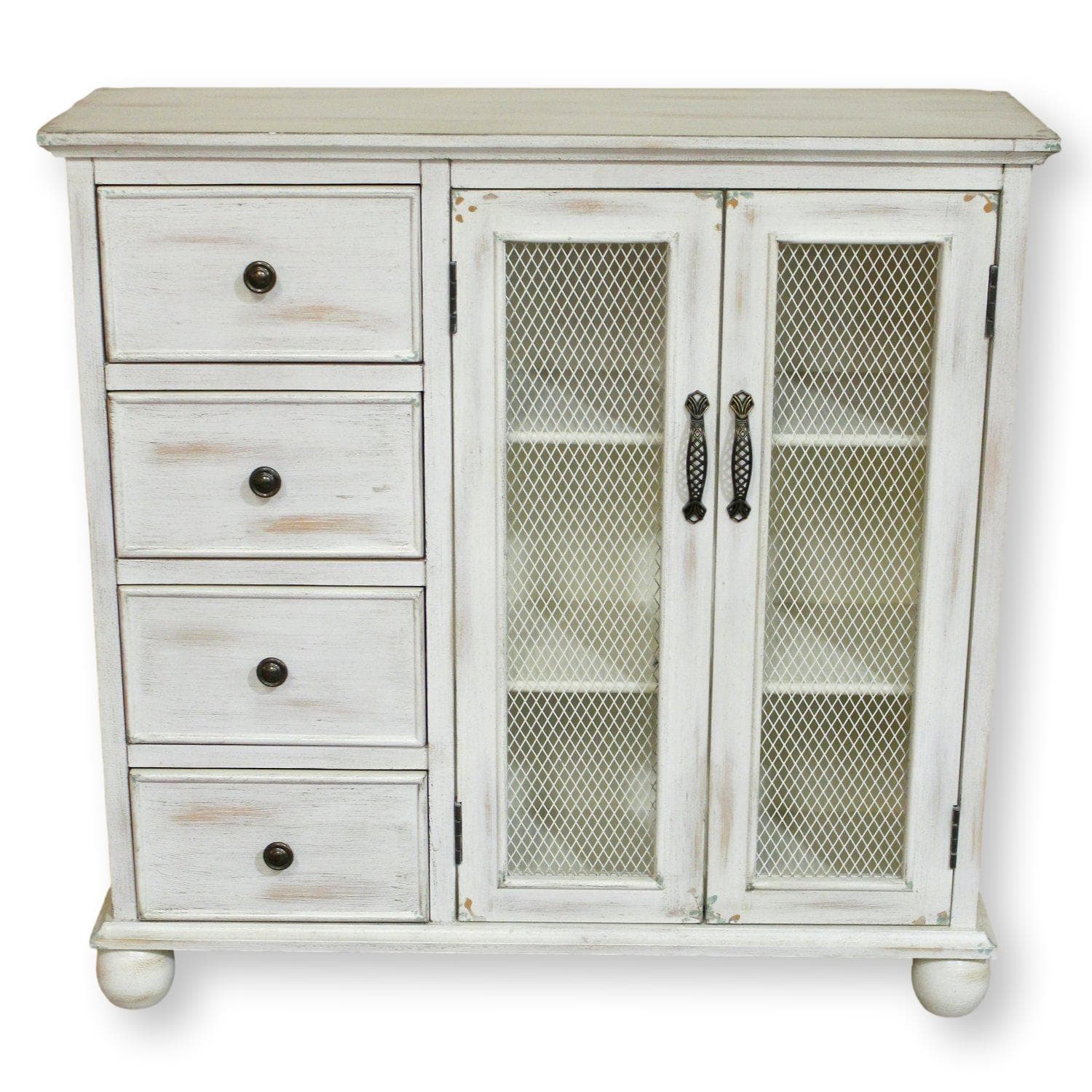 Hand-Rubbed Whitewash Narrow Cabinet w/Drawers - Whitewash - Image 1