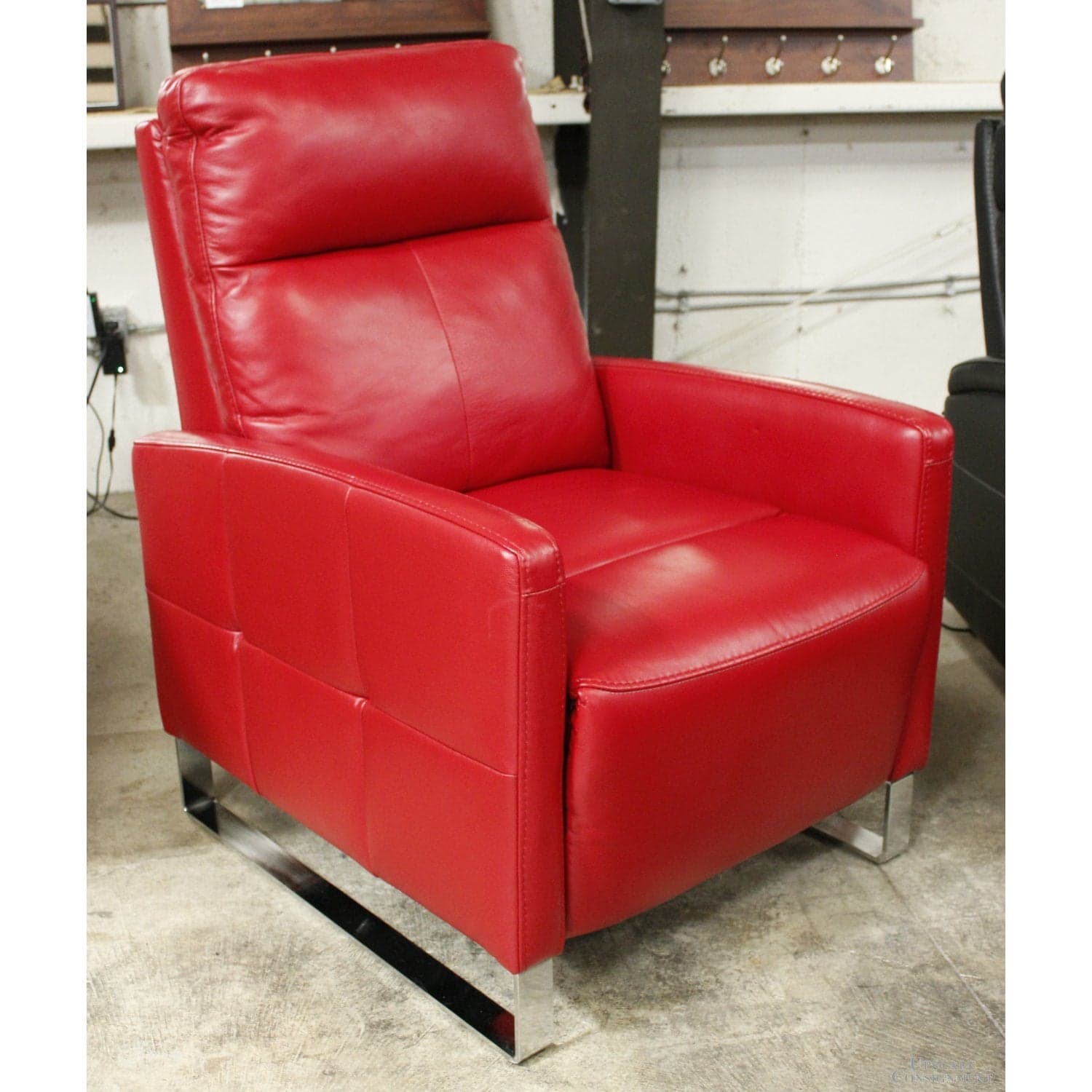 Jason Furniture Red Leather Power Recliner - Red - Thumbnail 3