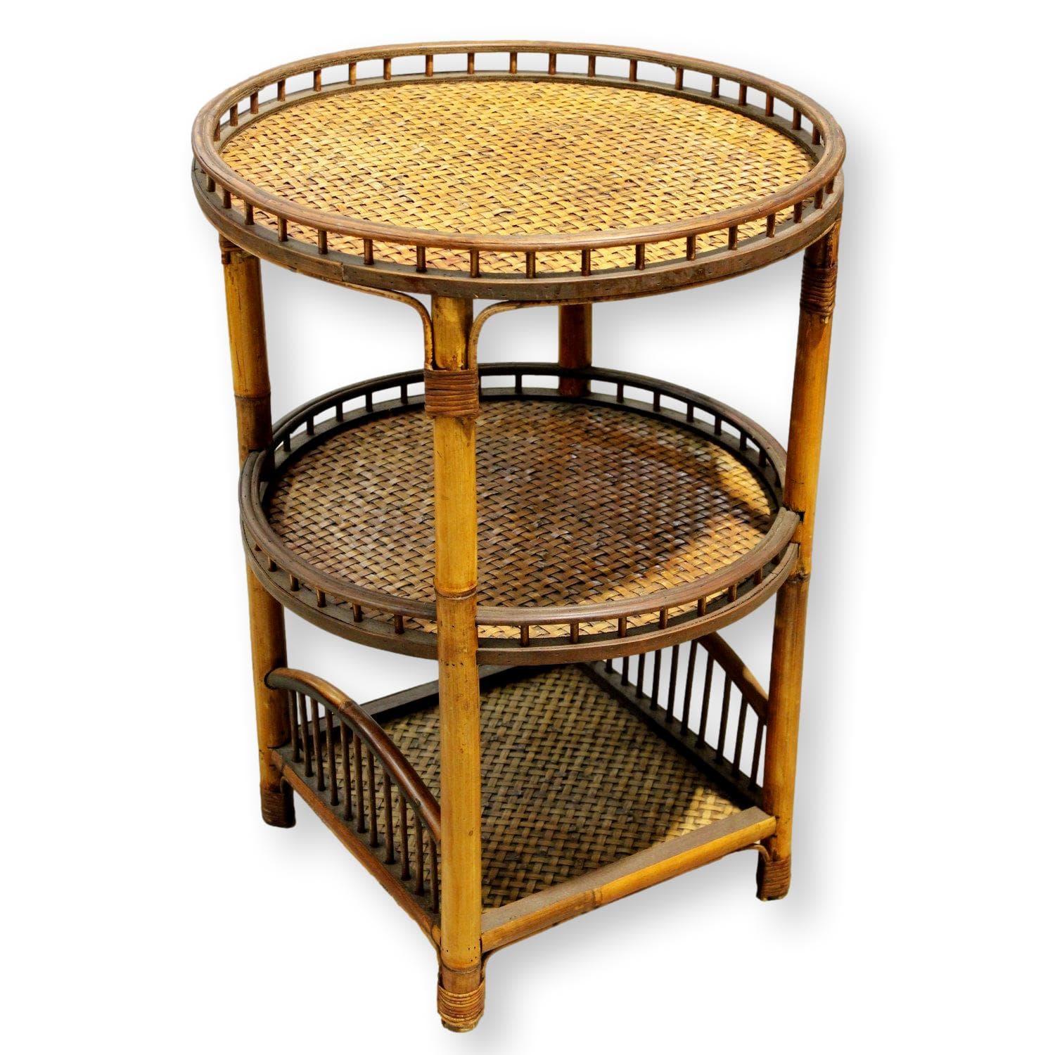 3-Tier Rattan Accent Table - Image 1
