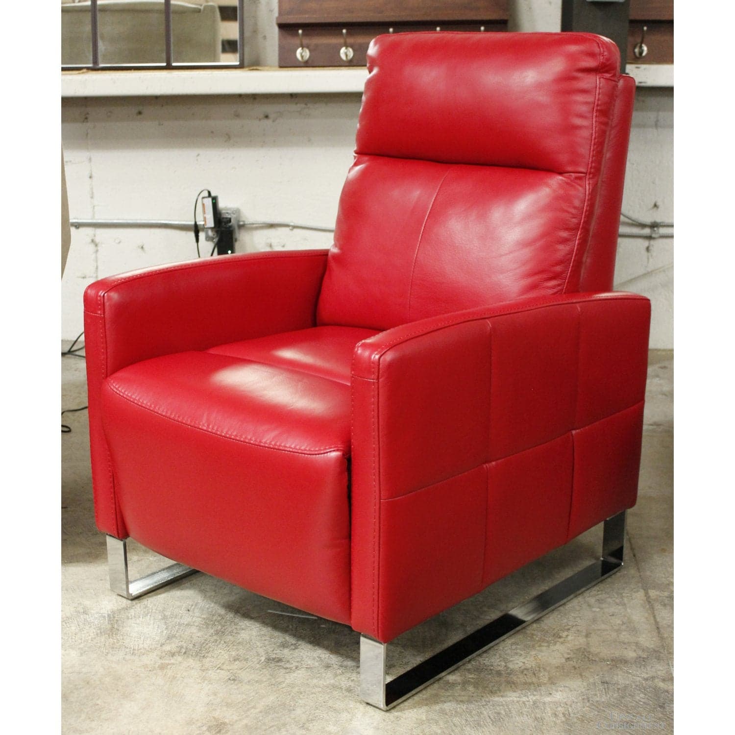 Jason Furniture Red Leather Power Recliner - Red - Thumbnail 4