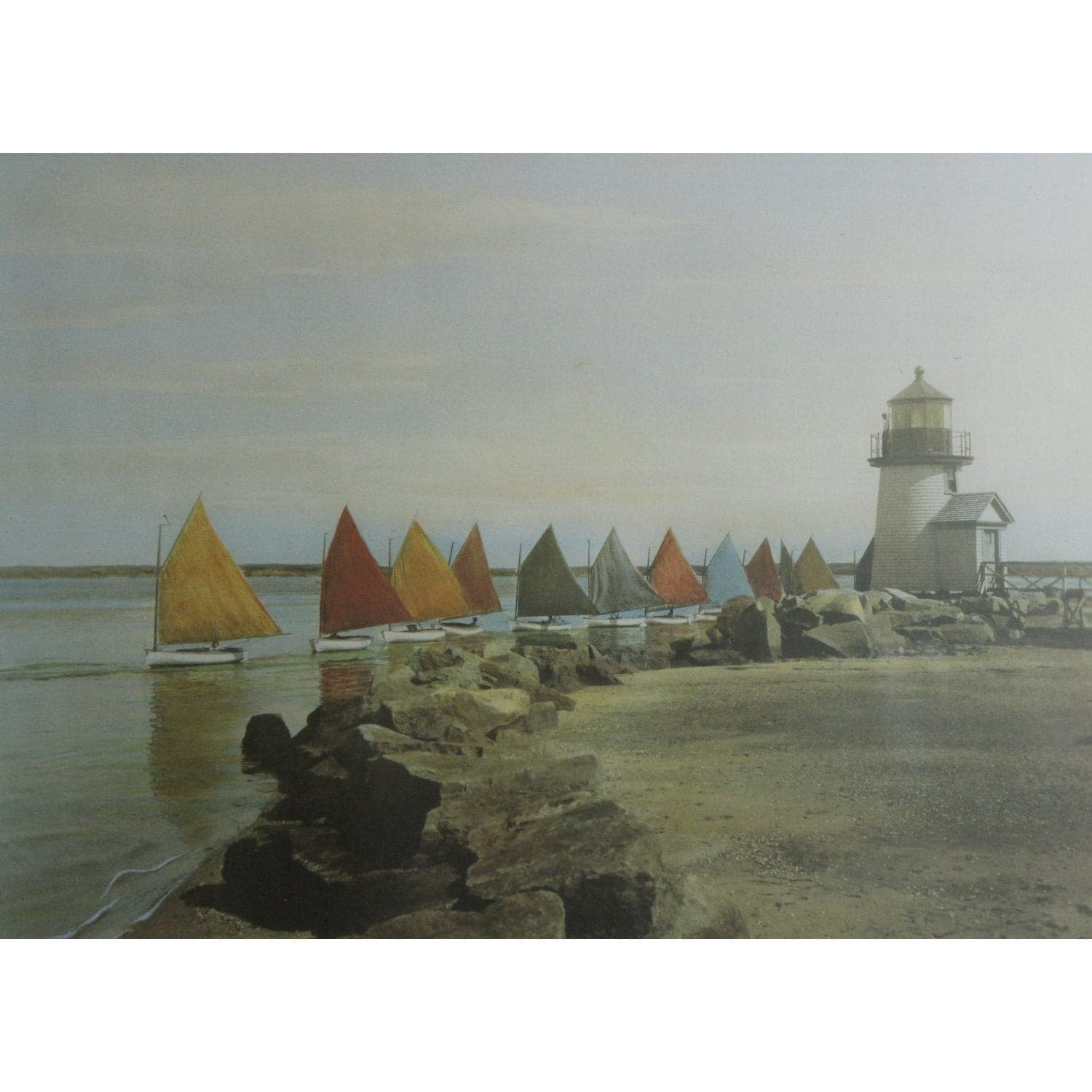 Framed Print - Lighthouse & Sailboats - Thumbnail 2