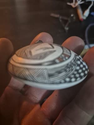 Hand Painted tribal pottery sphere-Geometric Lizard Design=Acoma - Thumbnail 2