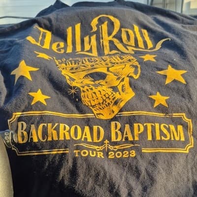 Jelly Roll Backroad Baptism Tour 2023 Concert T-Shirt Black Gold Large/XL - Image 1