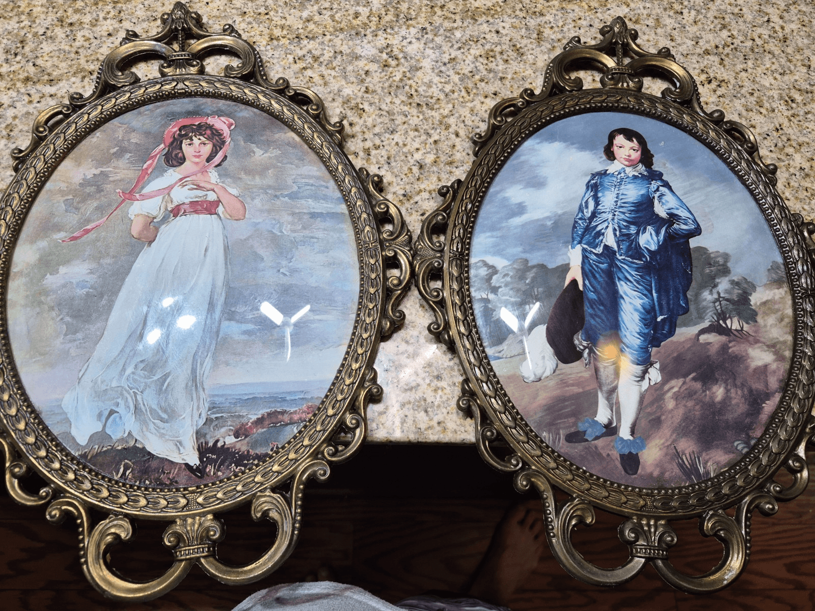 HiMARK Victorian "Pinky" and "Blue Boy" Photo Frame 17x13in Antique Brass - Image 1