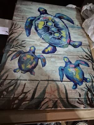 Sea Turtle Multi Color Canvas Print - Thumbnail 2