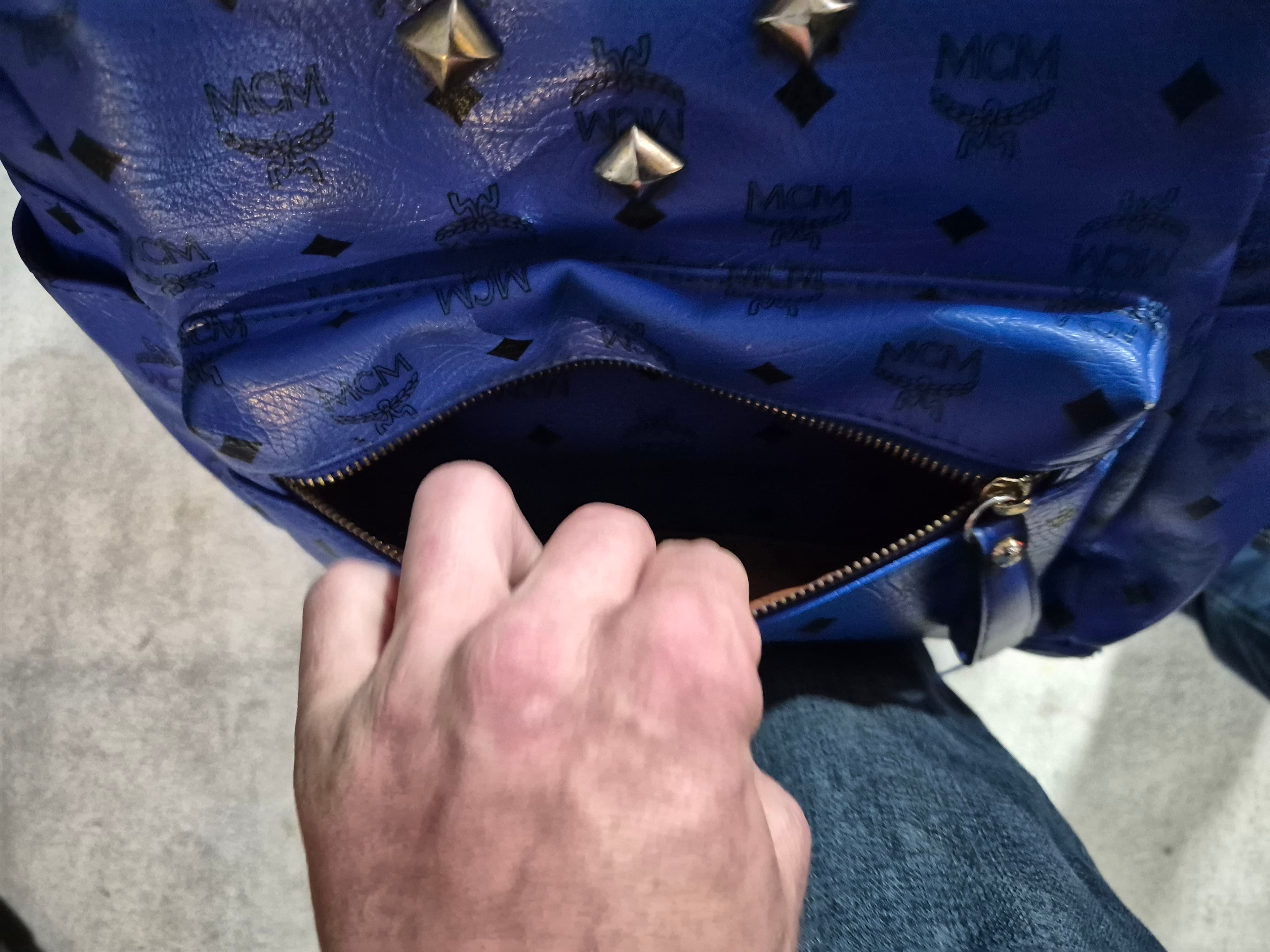 MCM Blue Studded Backpack, Munich, Model 10835 - Thumbnail 4