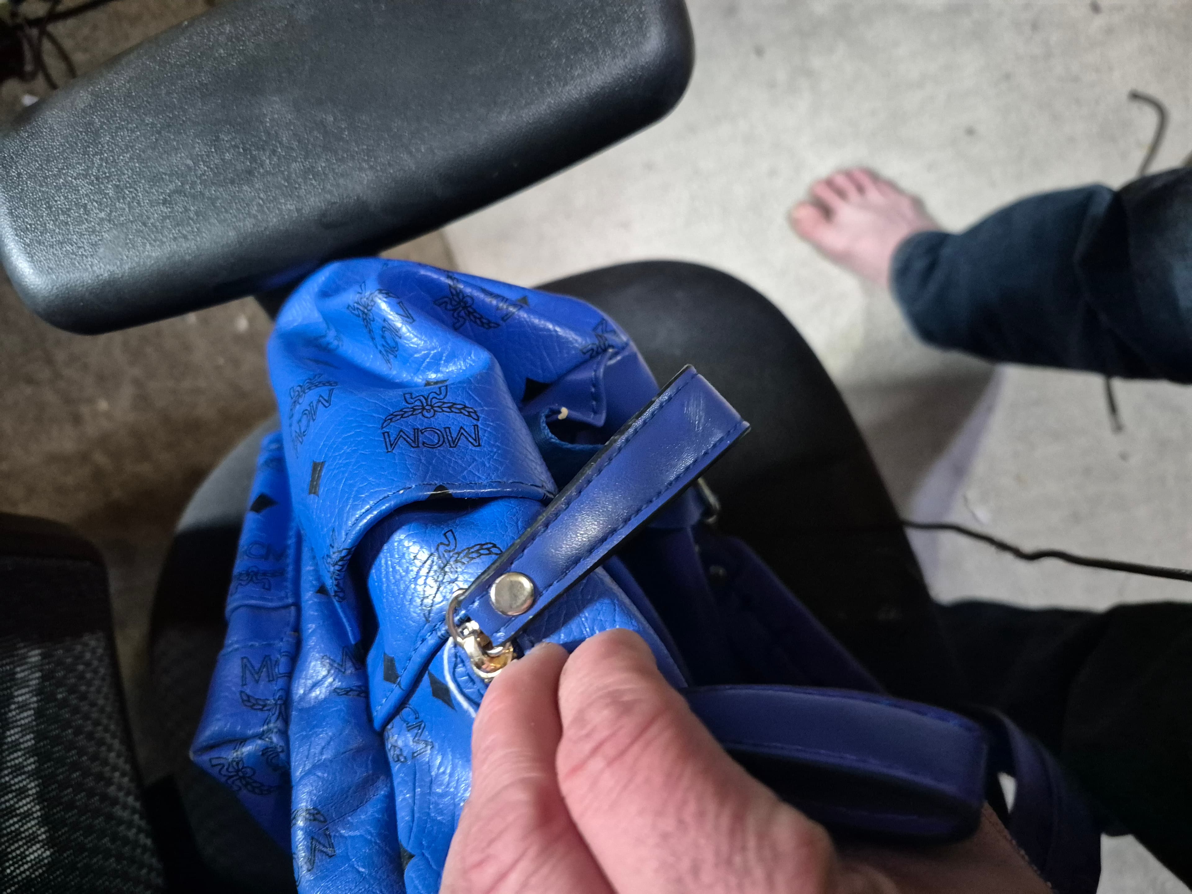 MCM Blue Studded Backpack, Munich, Model 10835 - Thumbnail 11