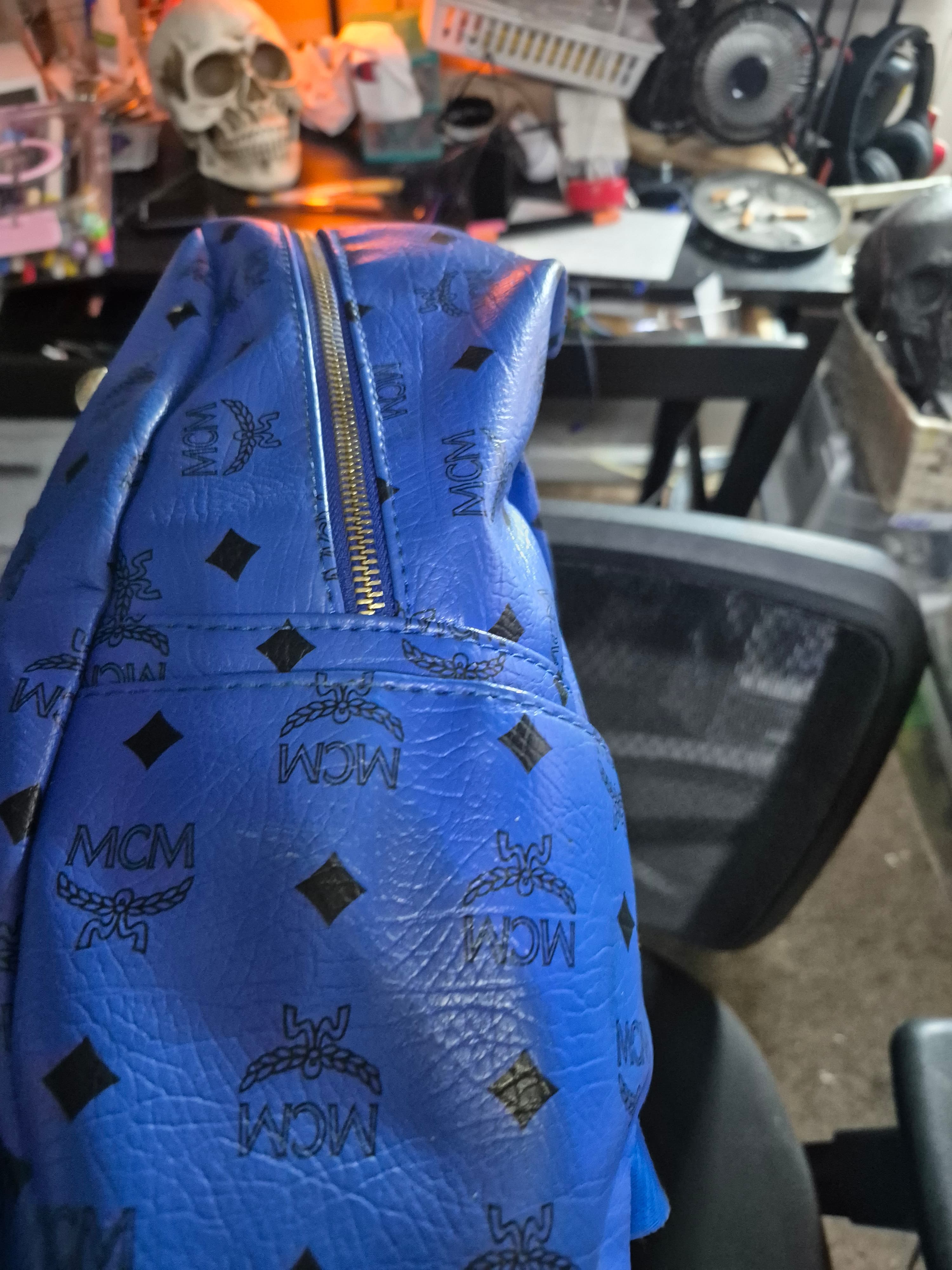MCM Blue Studded Backpack, Munich, Model 10835 - Thumbnail 9