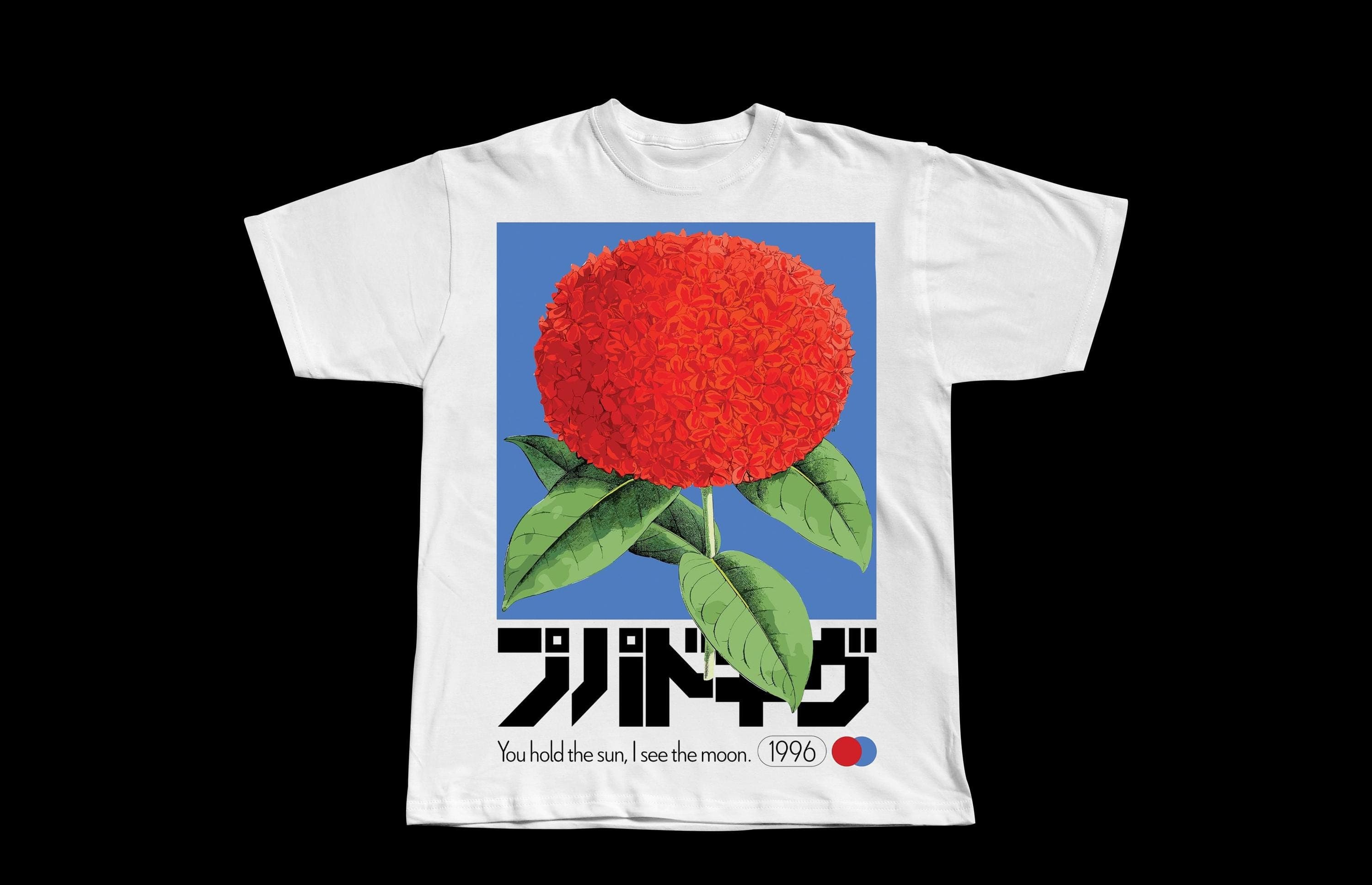 Heavyweight Cotton T-Shirt | Red Flower Graphic Print Streetwear - Image 1