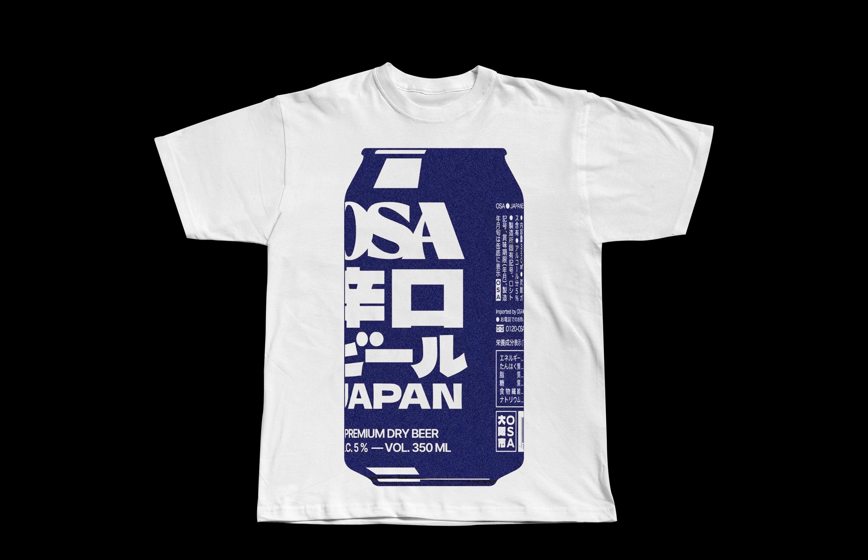 OSA Dry Beer Graphic Tee | Japanese Beer Can Print Shirt - Image 1