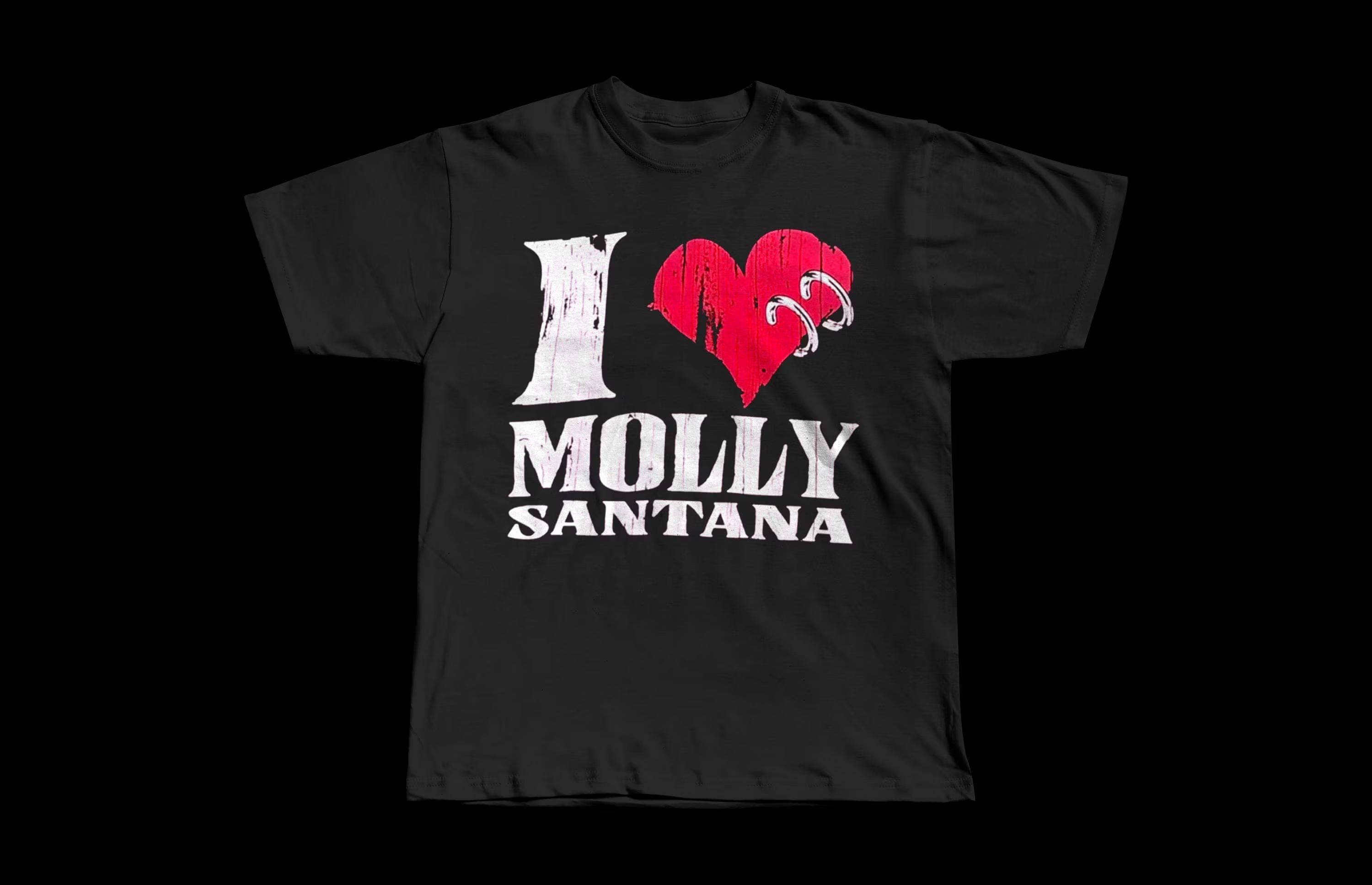 Molly Santana I Love mollysantana00 | Heavyweight Black Tee - Image 1