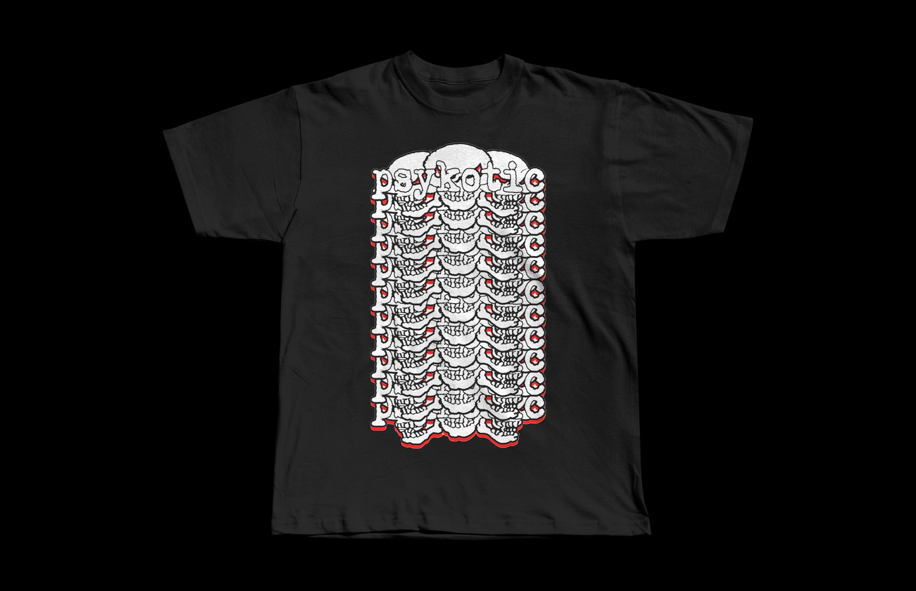 OsamaSon Skull Psykotic Tour Merch | Heavyweight Black Tee - Image 1